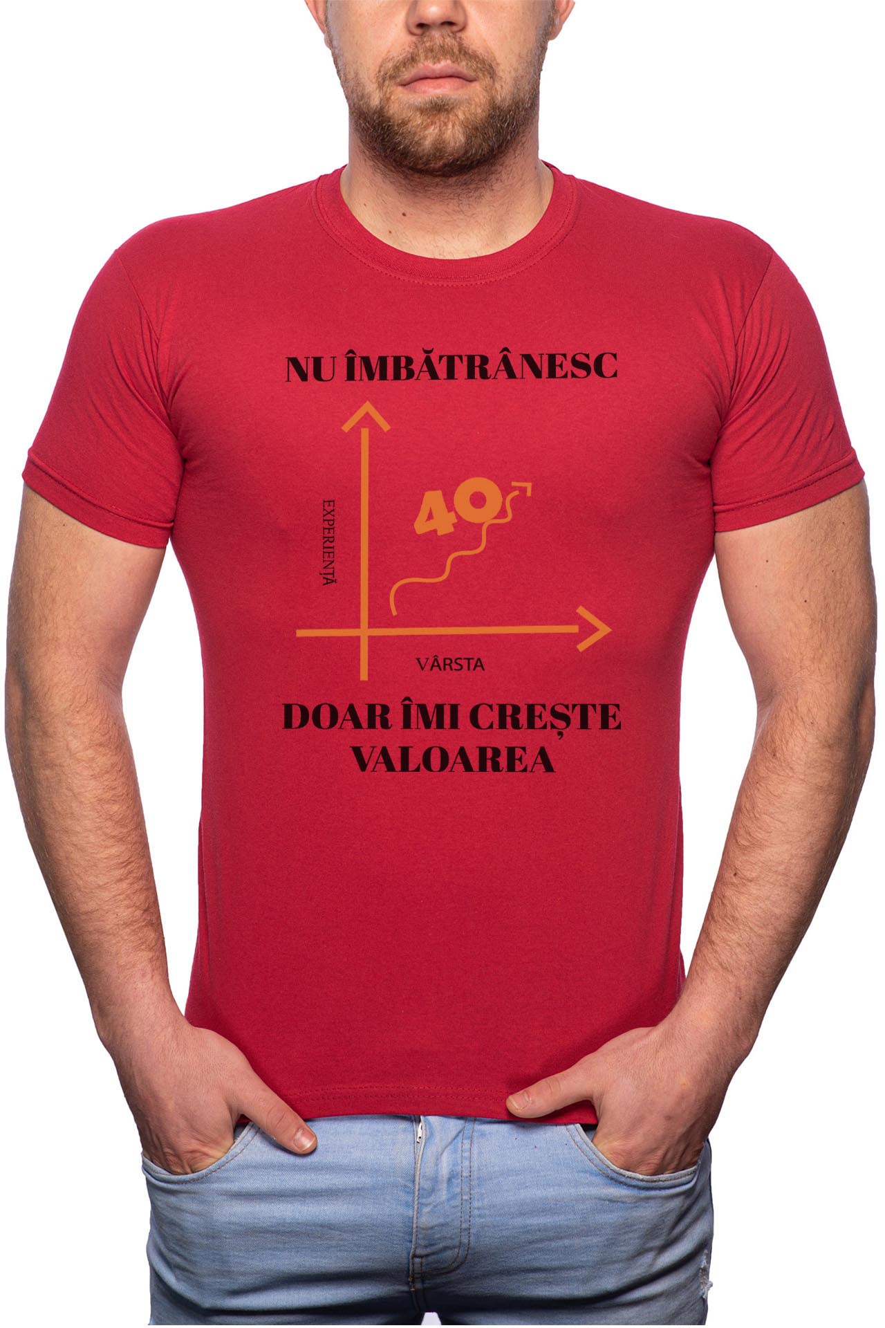 Tricou barbati, Nu Imbatranesc, 100% Bumbac, R10, Rosu Bordeaux