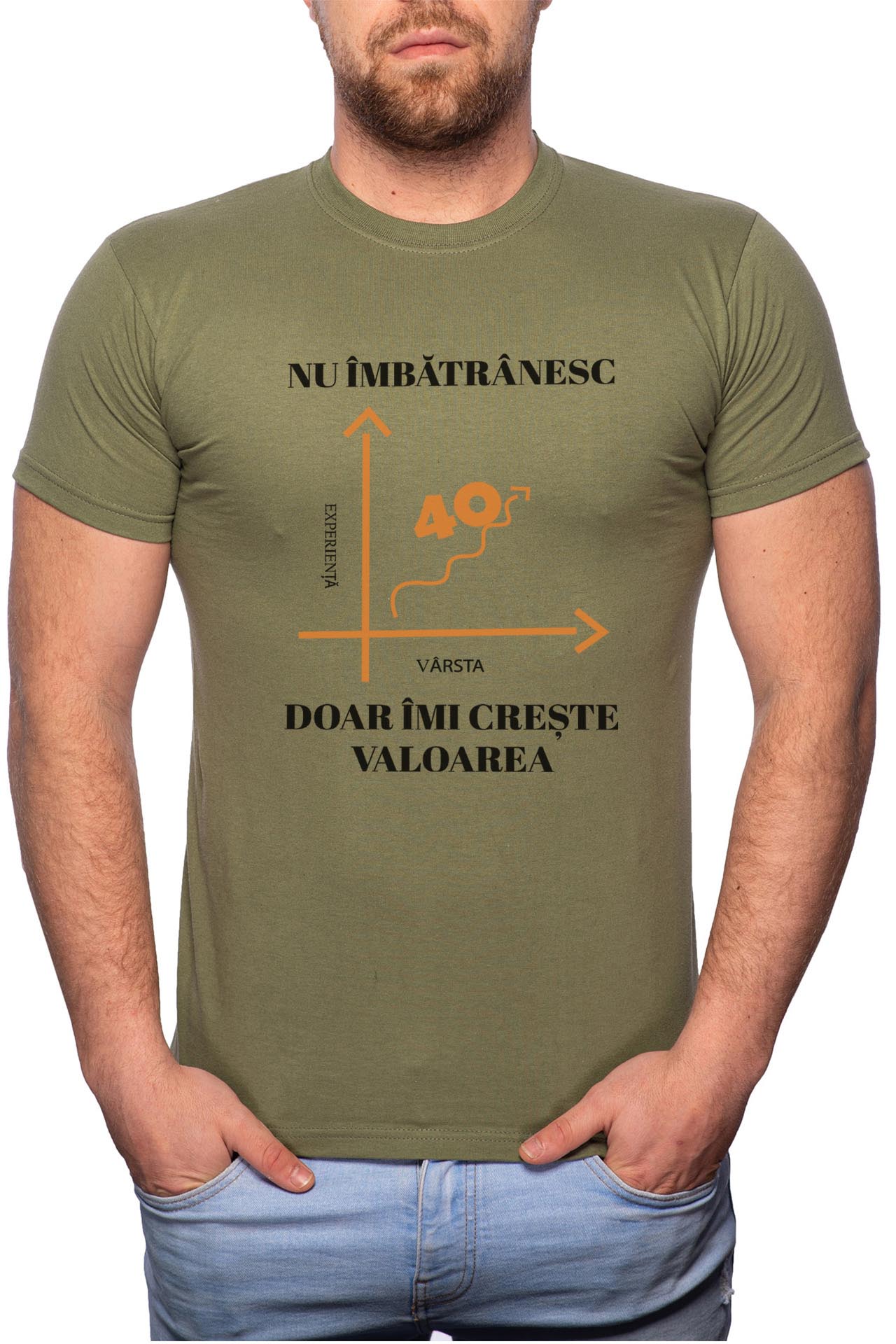 Tricou barbati, Nu Imbatranesc, 100% Bumbac, GM10, Verde militar