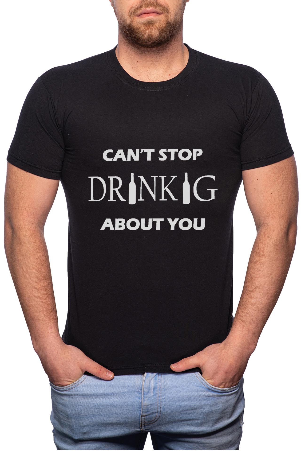 Tricou barbati, Can't Stop Drinking, 100% Bumbac, B11, Negru