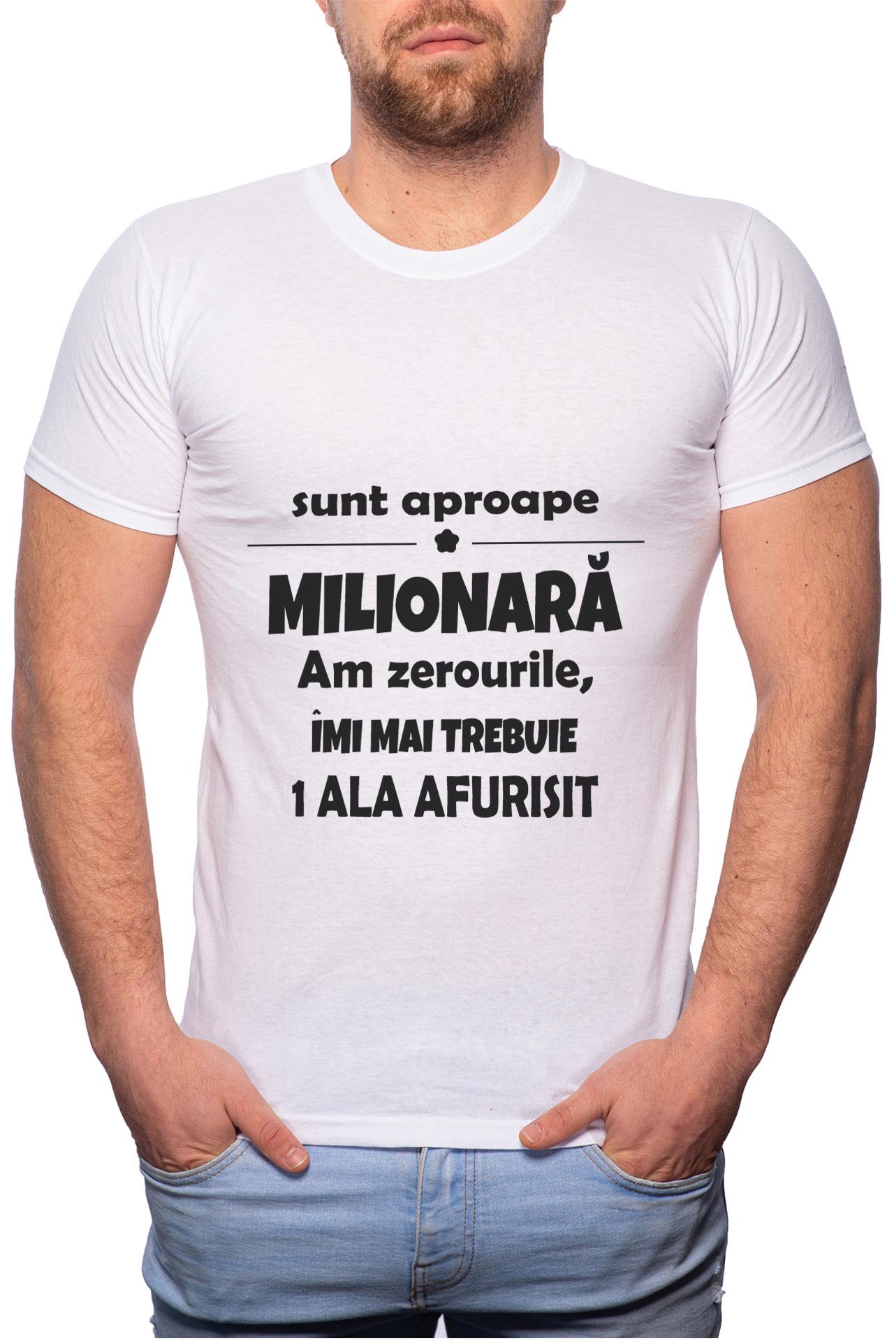 Tricou barbati, Milionara, 100% Bumbac, W13, Alb