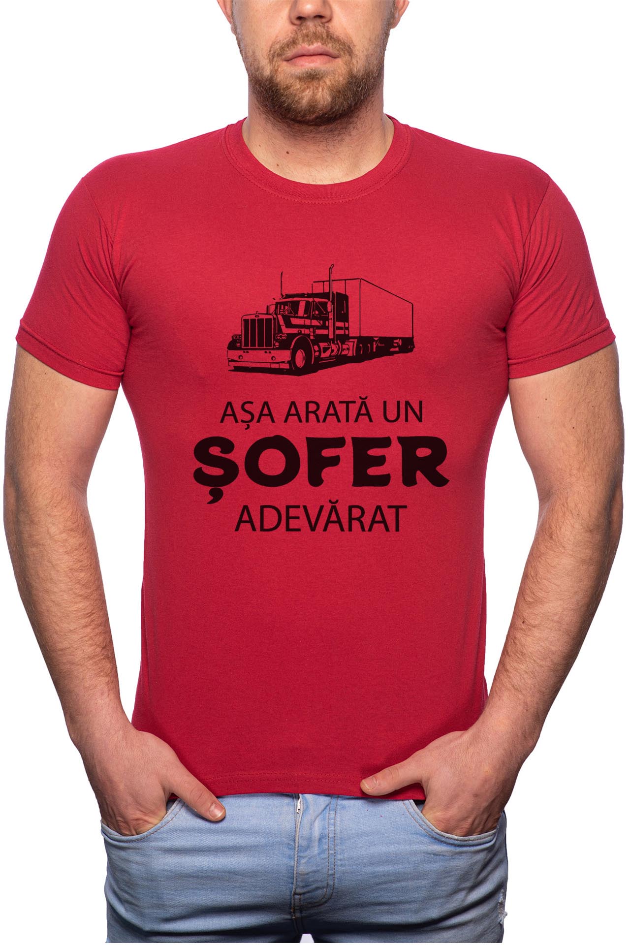 Tricou barbati, Sofer Adevarat, 100% Bumbac, R12, Rosu Bordeaux