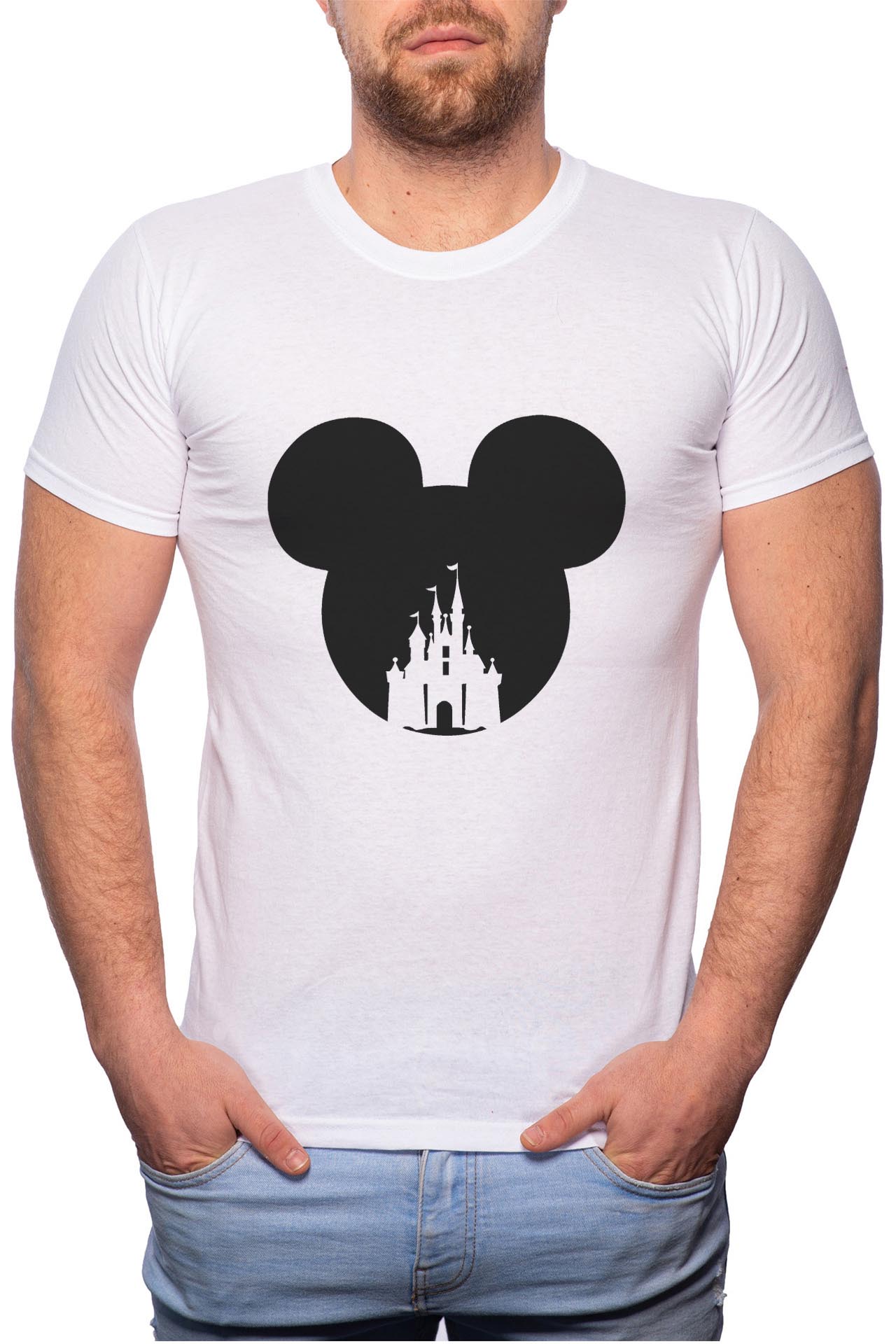 Tricou barbati, Mini Mouse, 100% Bumbac, W21, Alb