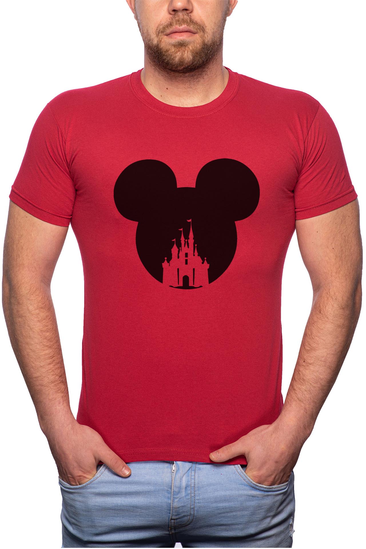 Tricou barbati, Mini Mouse, 100% Bumbac, R21, Rosu Bordeaux