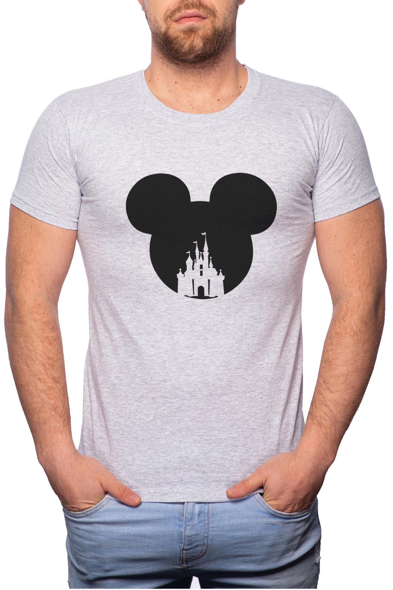 Tricou barbati, Mini Mouse, 100% Bumbac, GR21, Gri