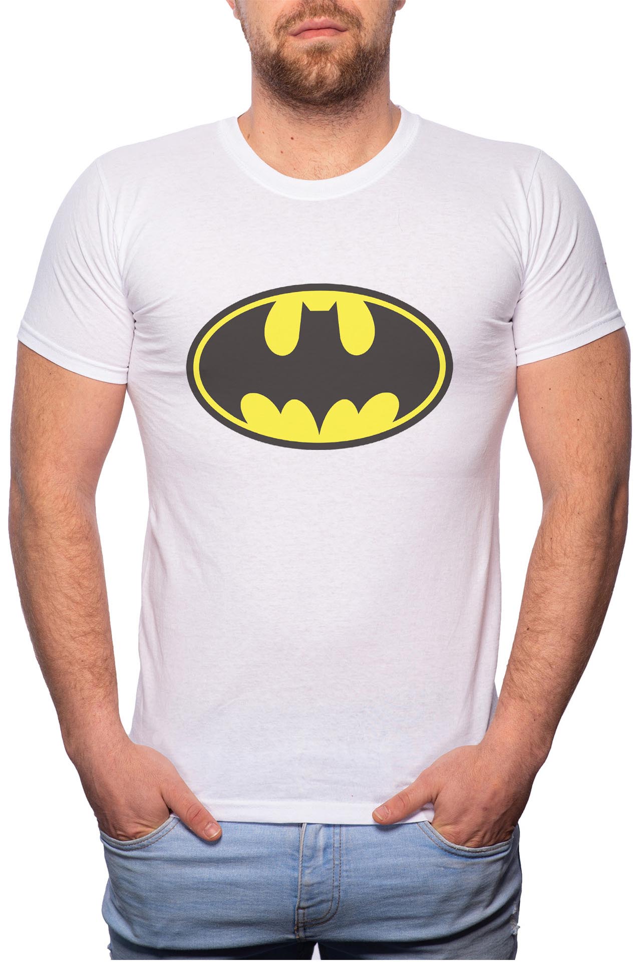 Tricou barbati, Batman, 100% Bumbac, W19, Alb