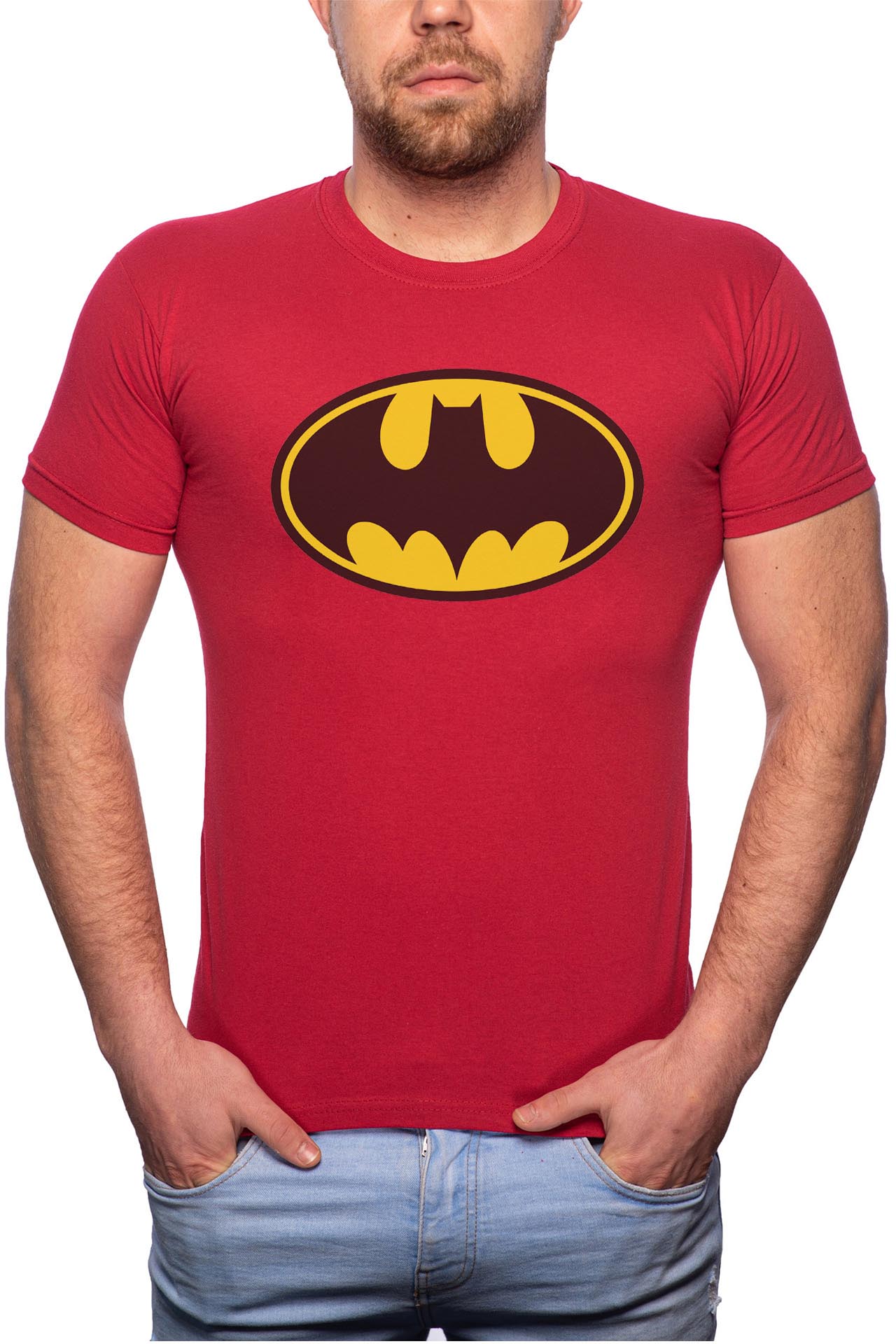 Tricou barbati, Batman, 100% Bumbac, R19, Rosu Bordeaux