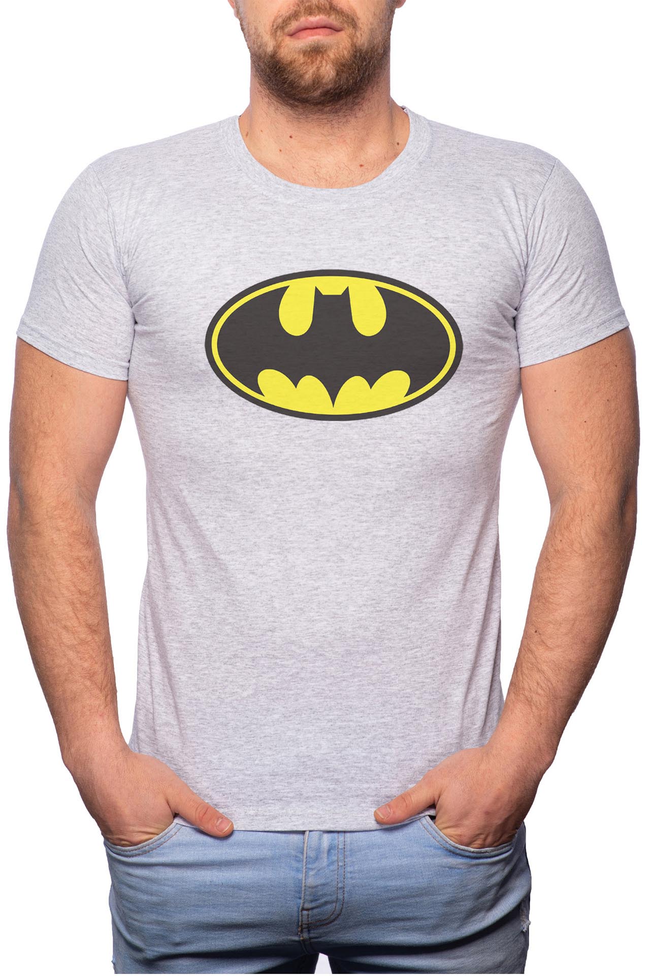 Tricou barbati, Batman, 100% Bumbac, GR19, Gri
