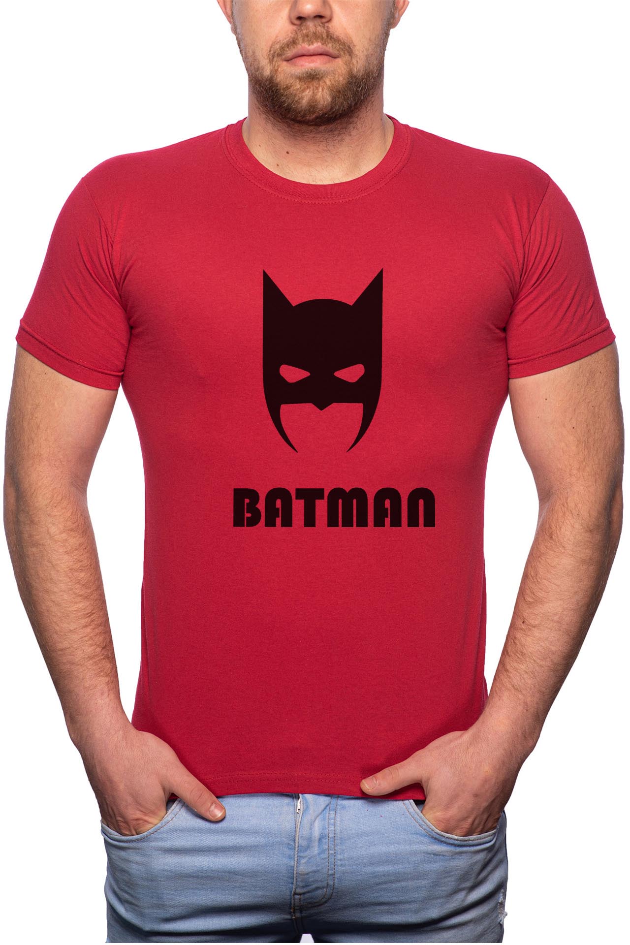 Tricou barbati, Batman, 100% Bumbac, R27, Rosu Bordeaux