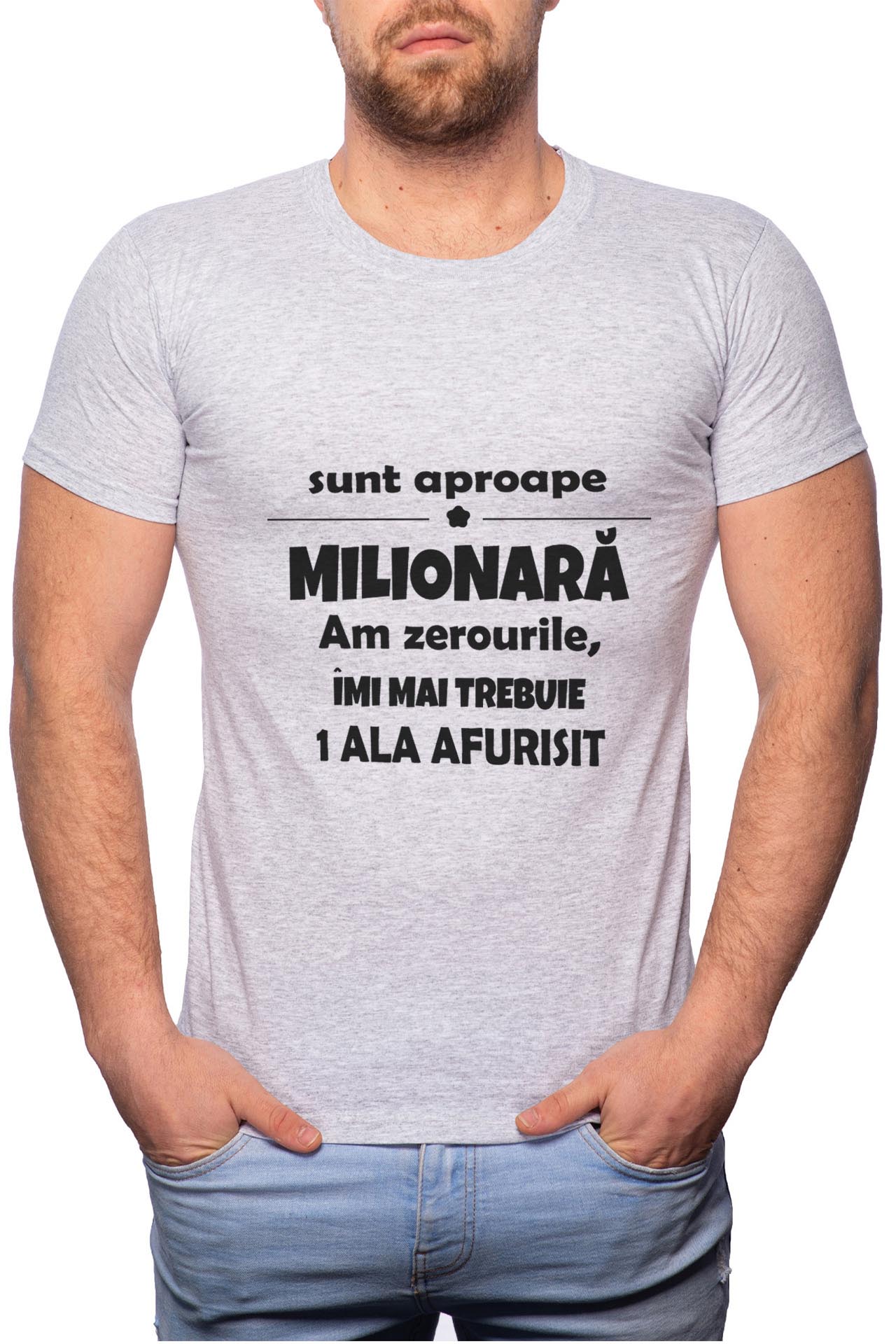 Tricou barbati, Milionara, 100% Bumbac, GR13, Gri
