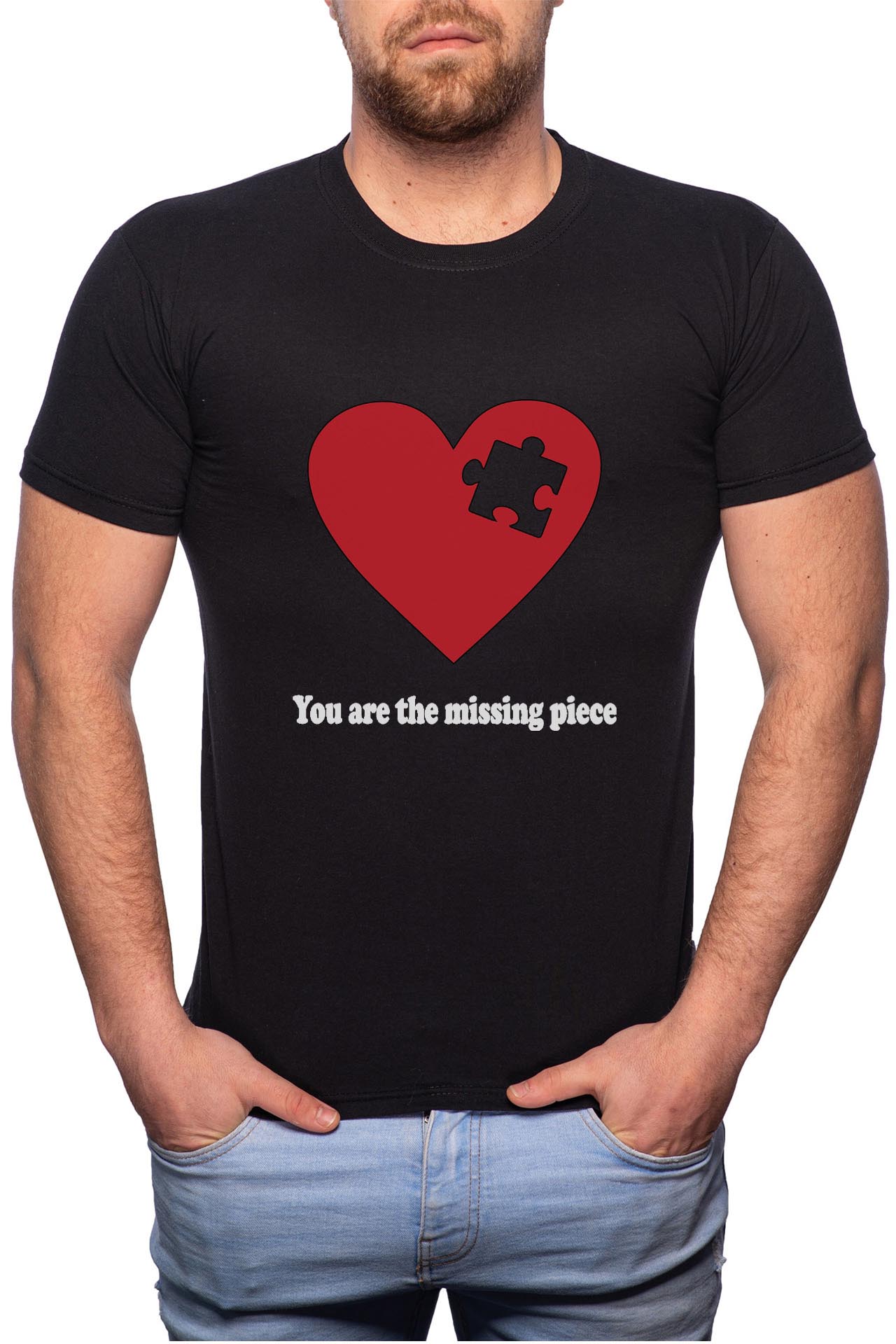 Tricou barbati, Missing Piese, 100% Bumbac, B29, Negru