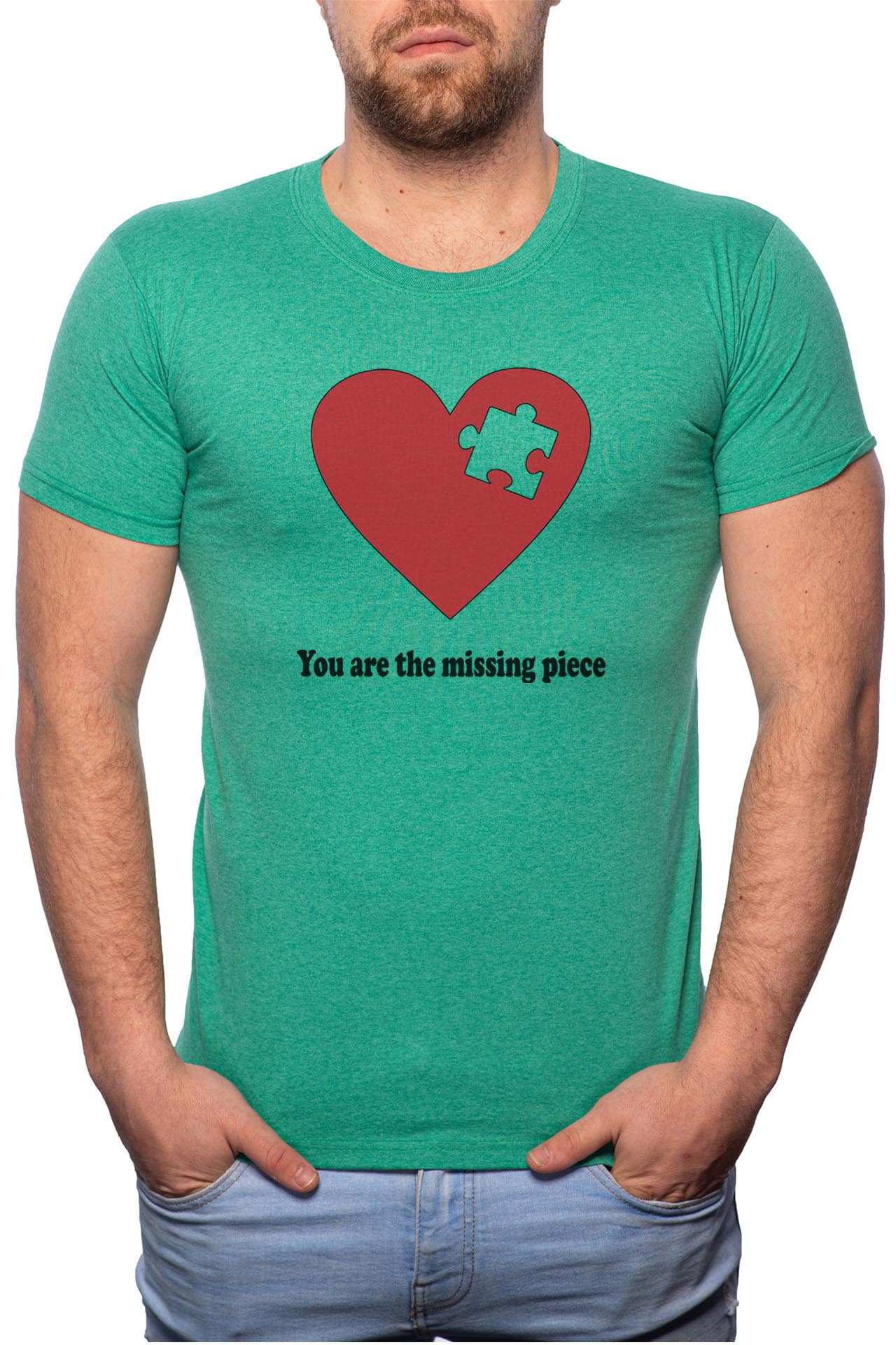 Tricou barbati, Missing Piese, 100% Bumbac, G29, Verde