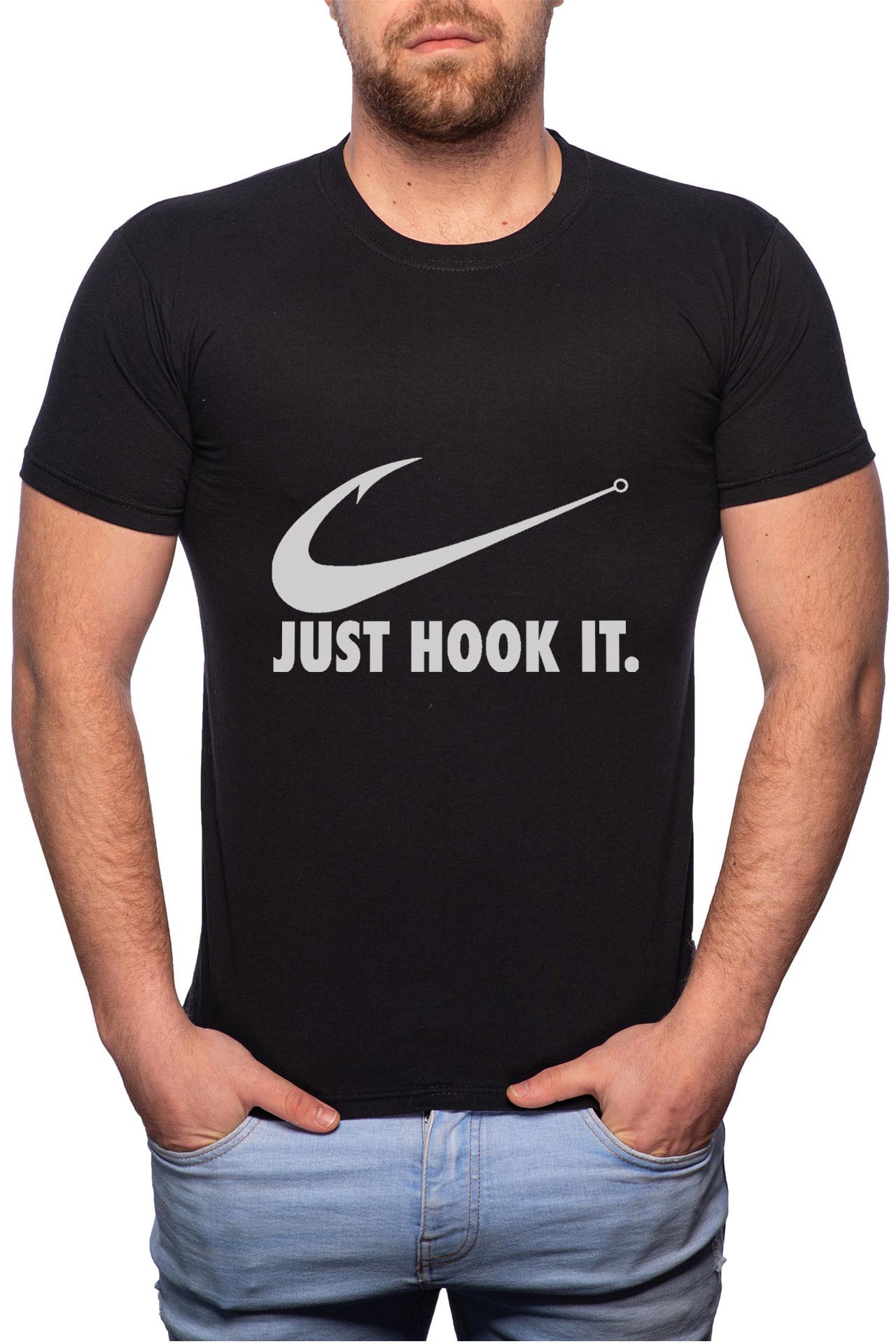 Tricou barbati, Just Hook It, 100% Bumbac, B31, Negru