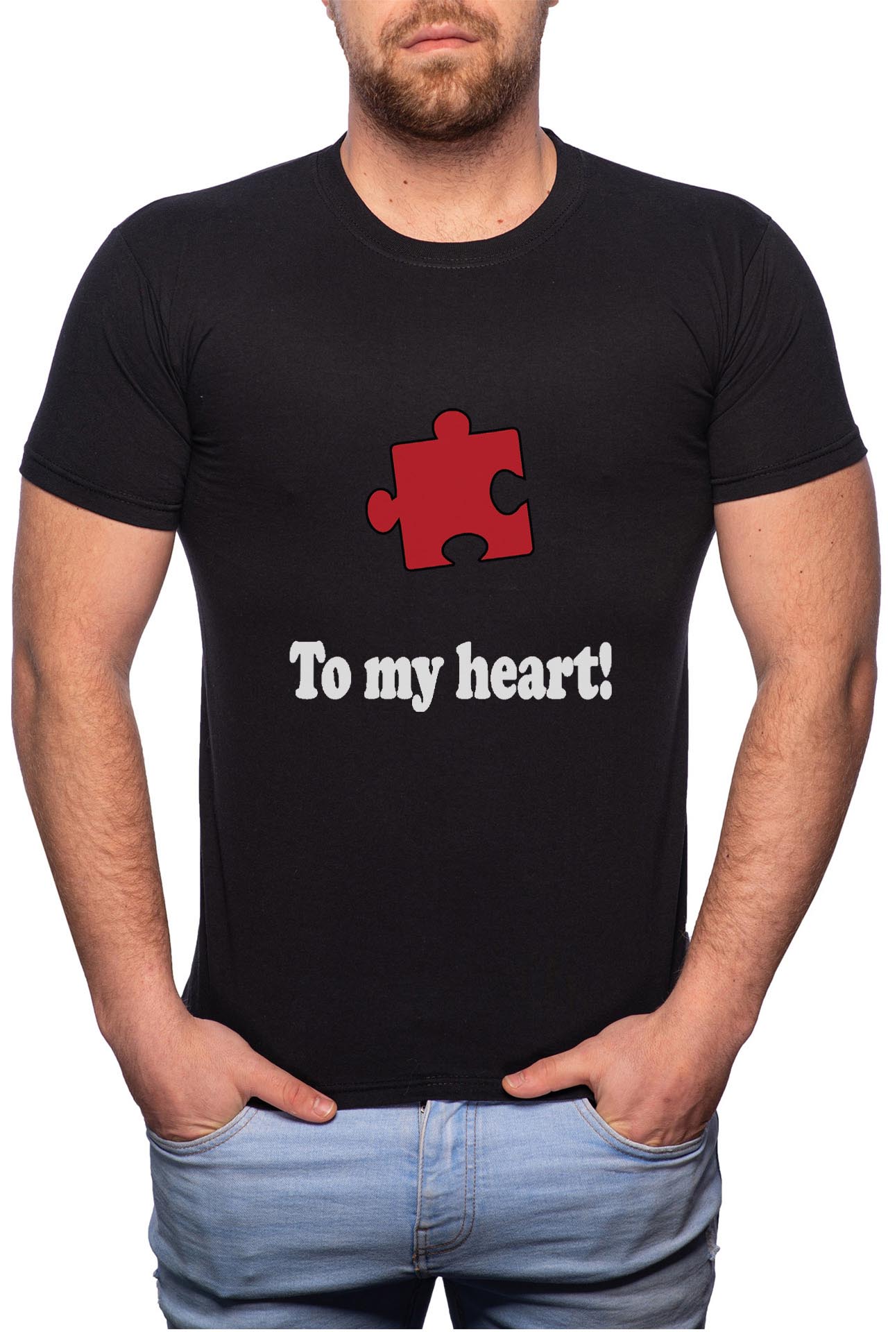 Tricou barbati, To My Heart, 100% Bumbac, B30, Negru