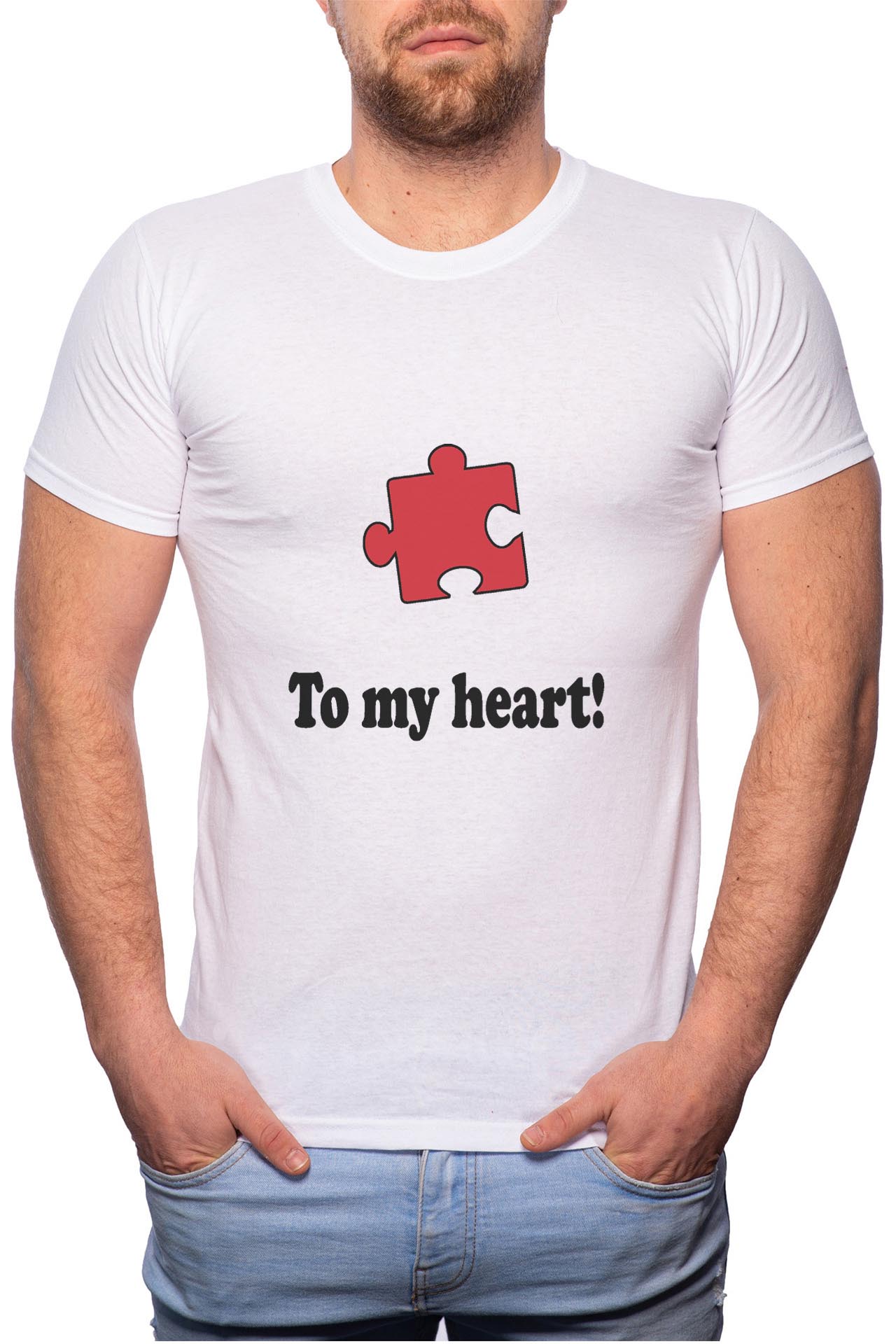 Tricou barbati, To My Heart, 100% Bumbac, W30, Alb