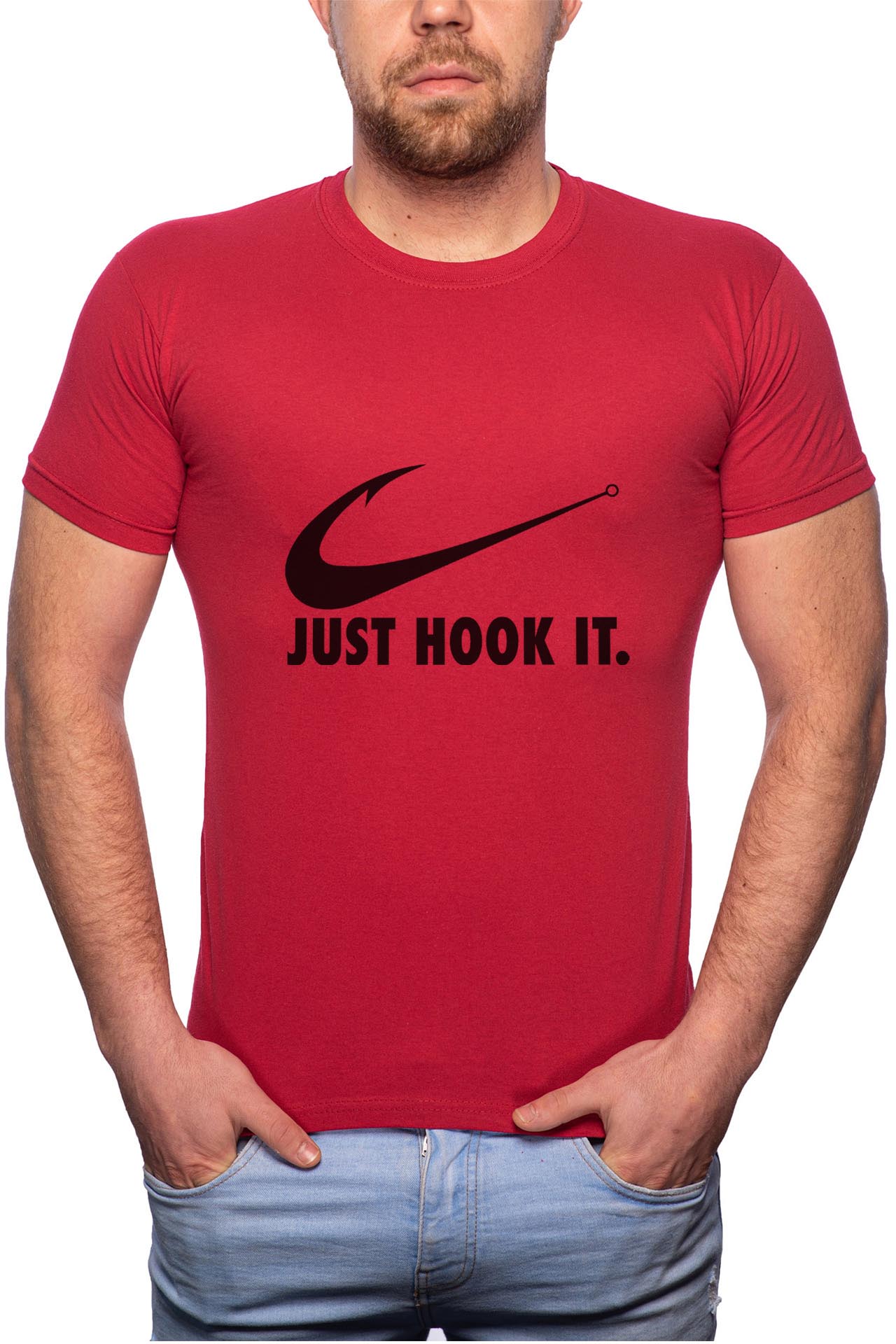 Tricou barbati, Just Hook It, 100% Bumbac, R31, Rosu Bordeaux