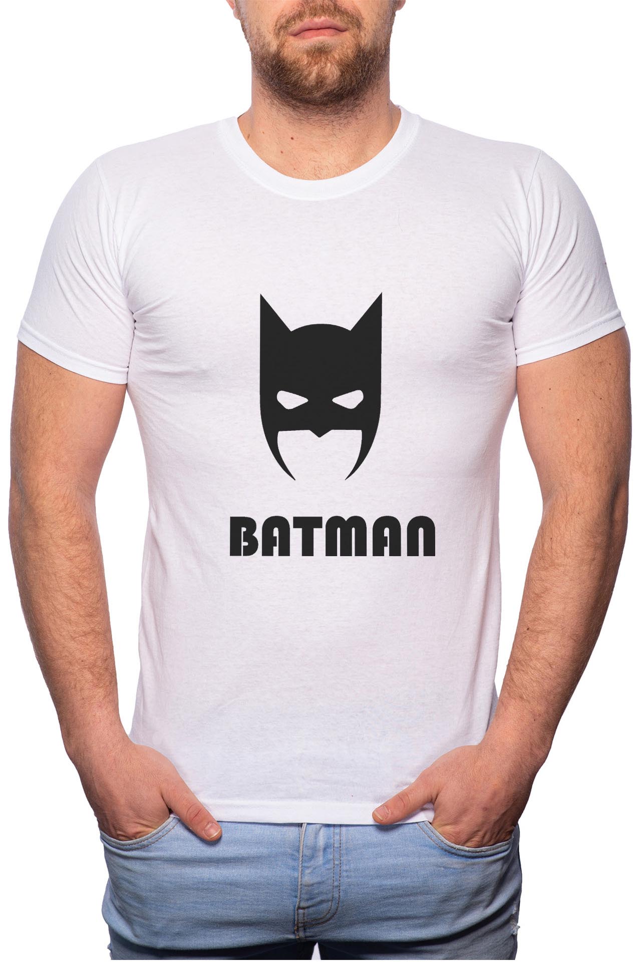 Tricou barbati, Batman, 100% Bumbac, W27, Alb