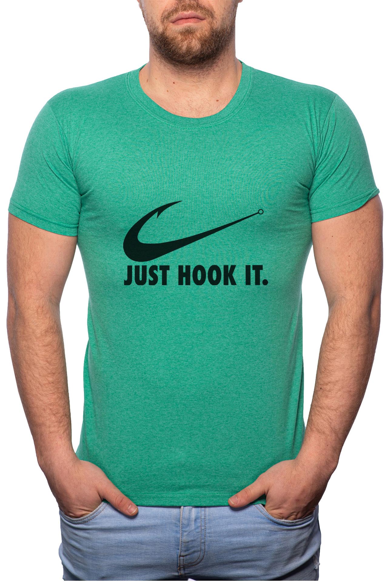 Tricou barbati, Just Hook It, 100% Bumbac, G31, Verde
