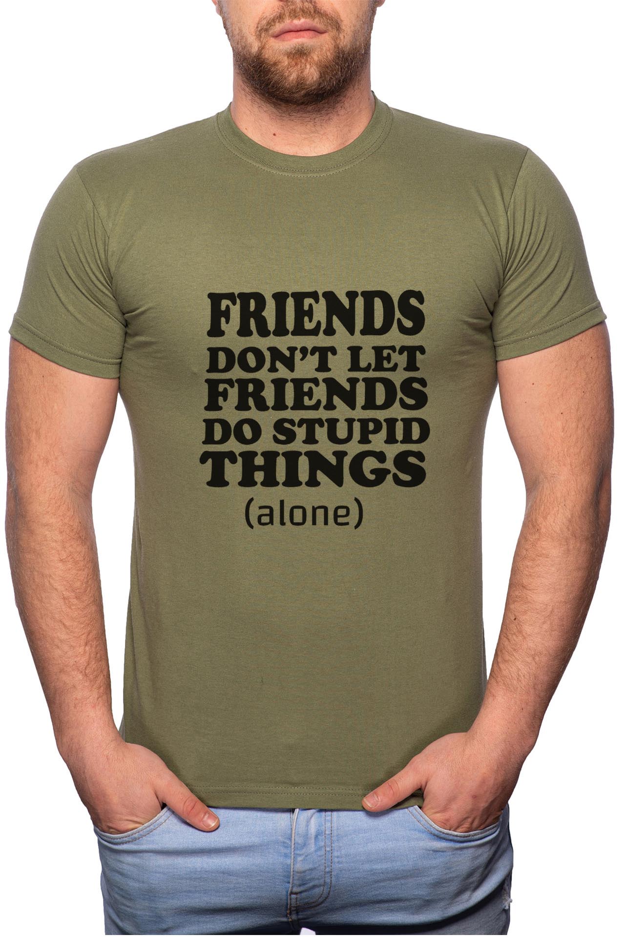Tricou barbati, Friends, 100% Bumbac, GM32, Verde militar