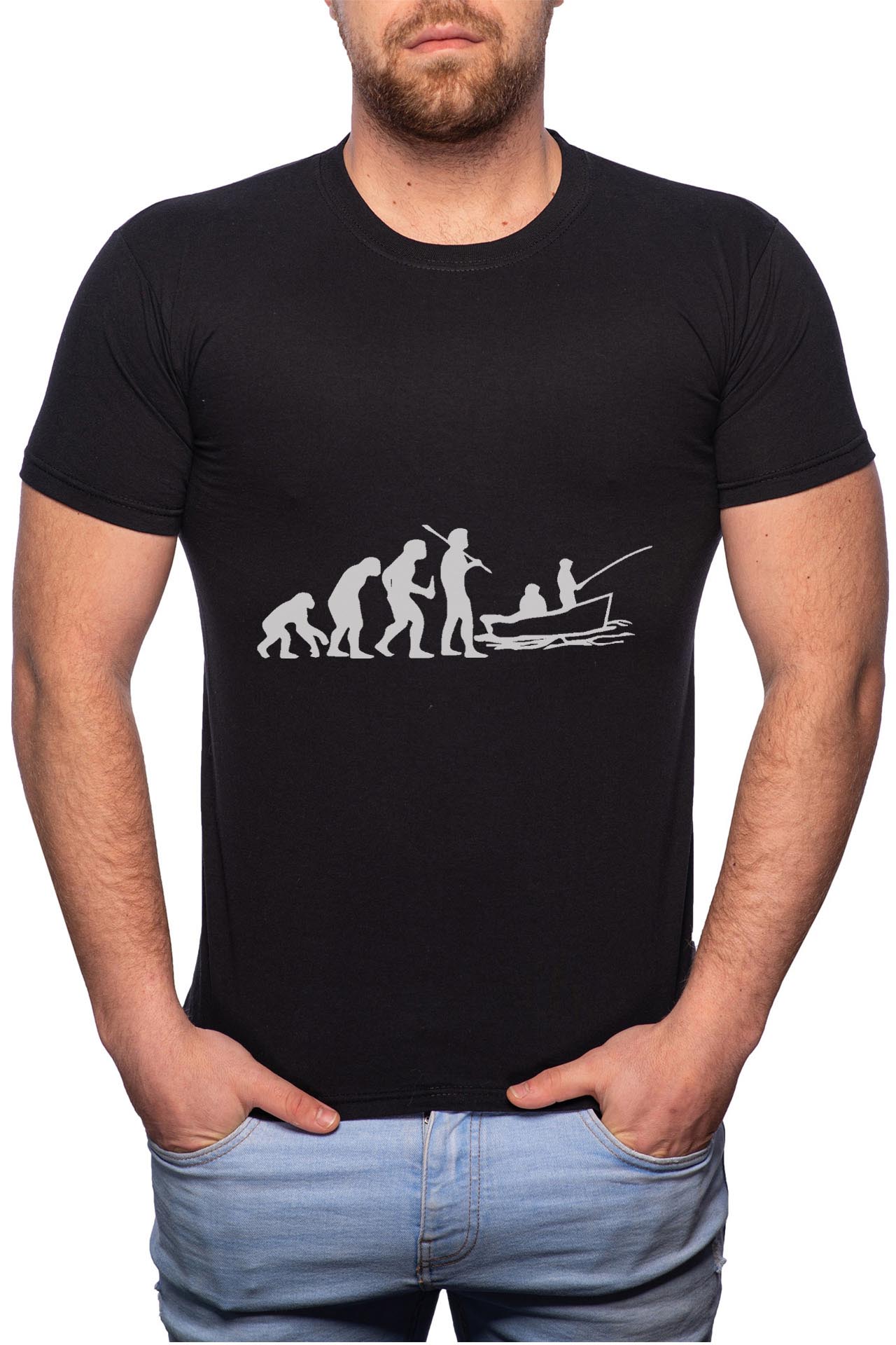 Tricou barbati, Pescar, 100% Bumbac, B41, Negru