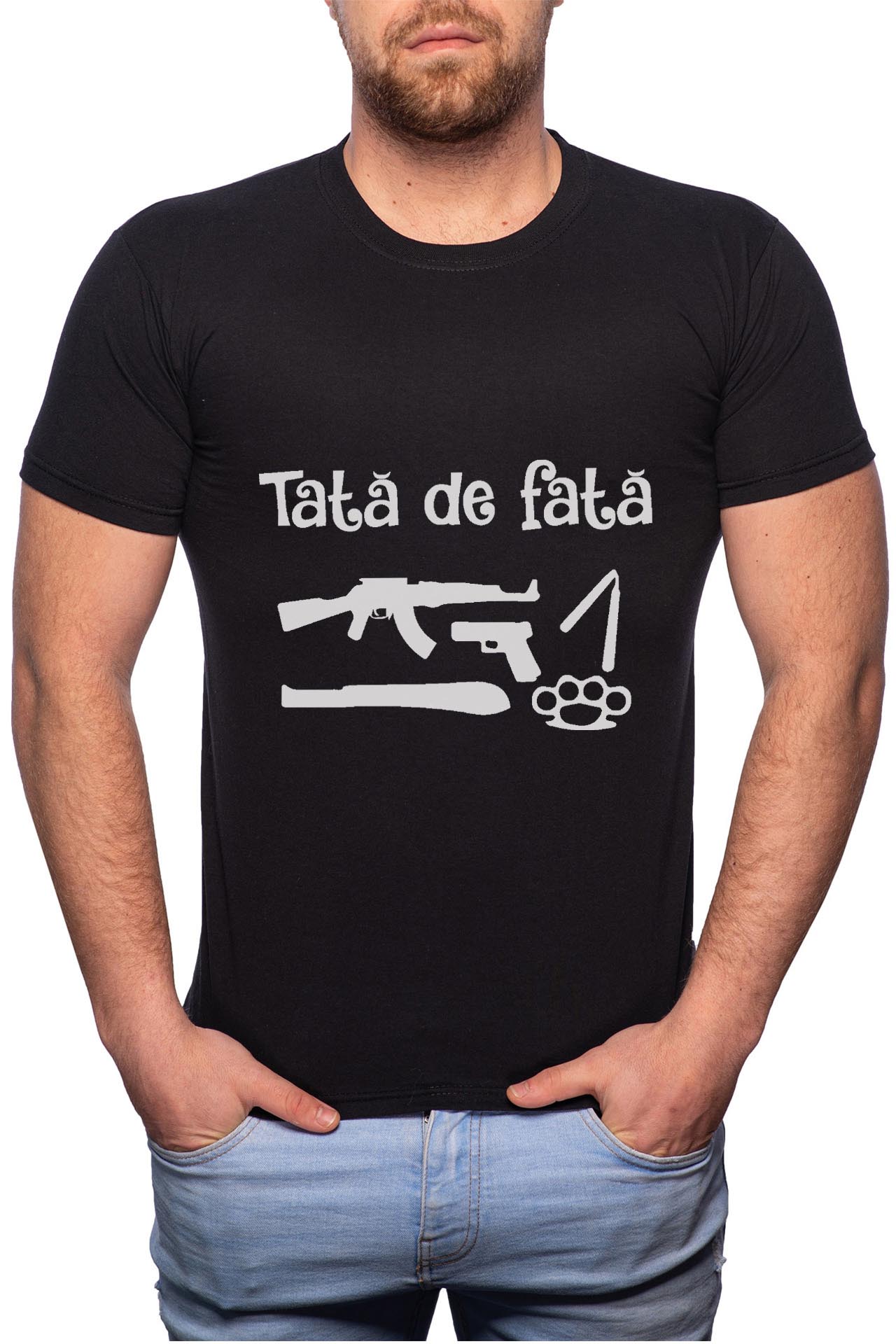 Tricou barbati, Tata de Fata, 100% Bumbac, B42, Negru