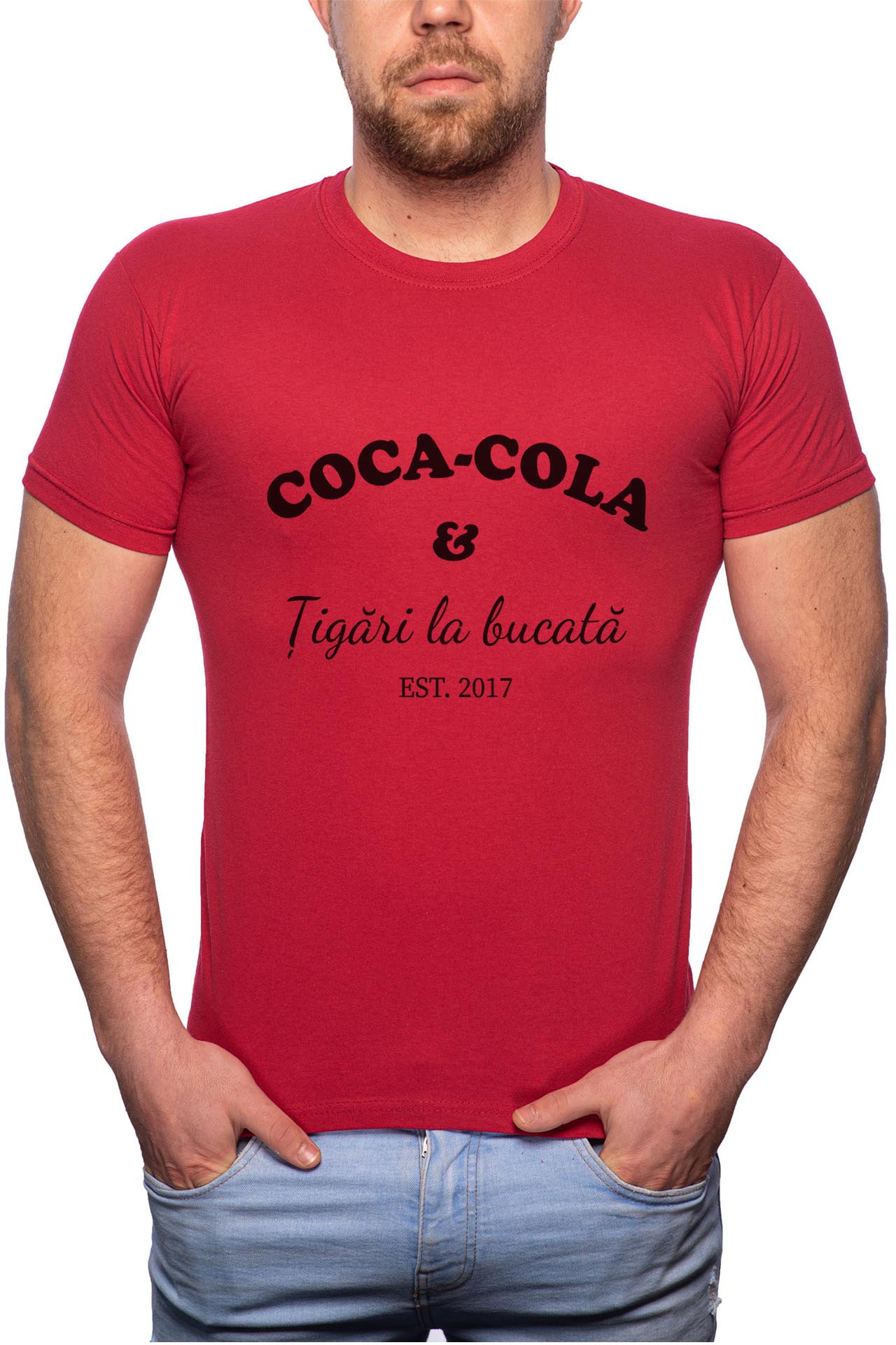 Tricou barbati, Tigari la Bucata, 100% Bumbac, R39, Rosu Bordeaux