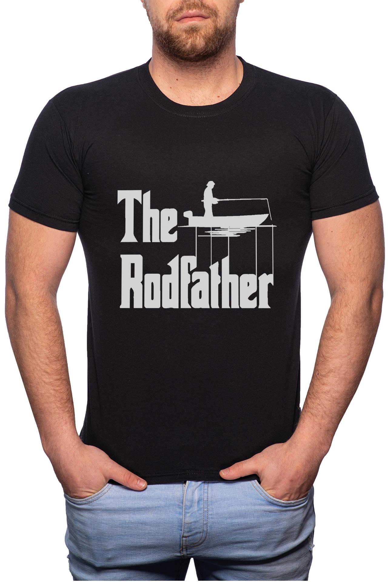 Tricou barbati, The Rodfather, 100% Bumbac, B44, Negru