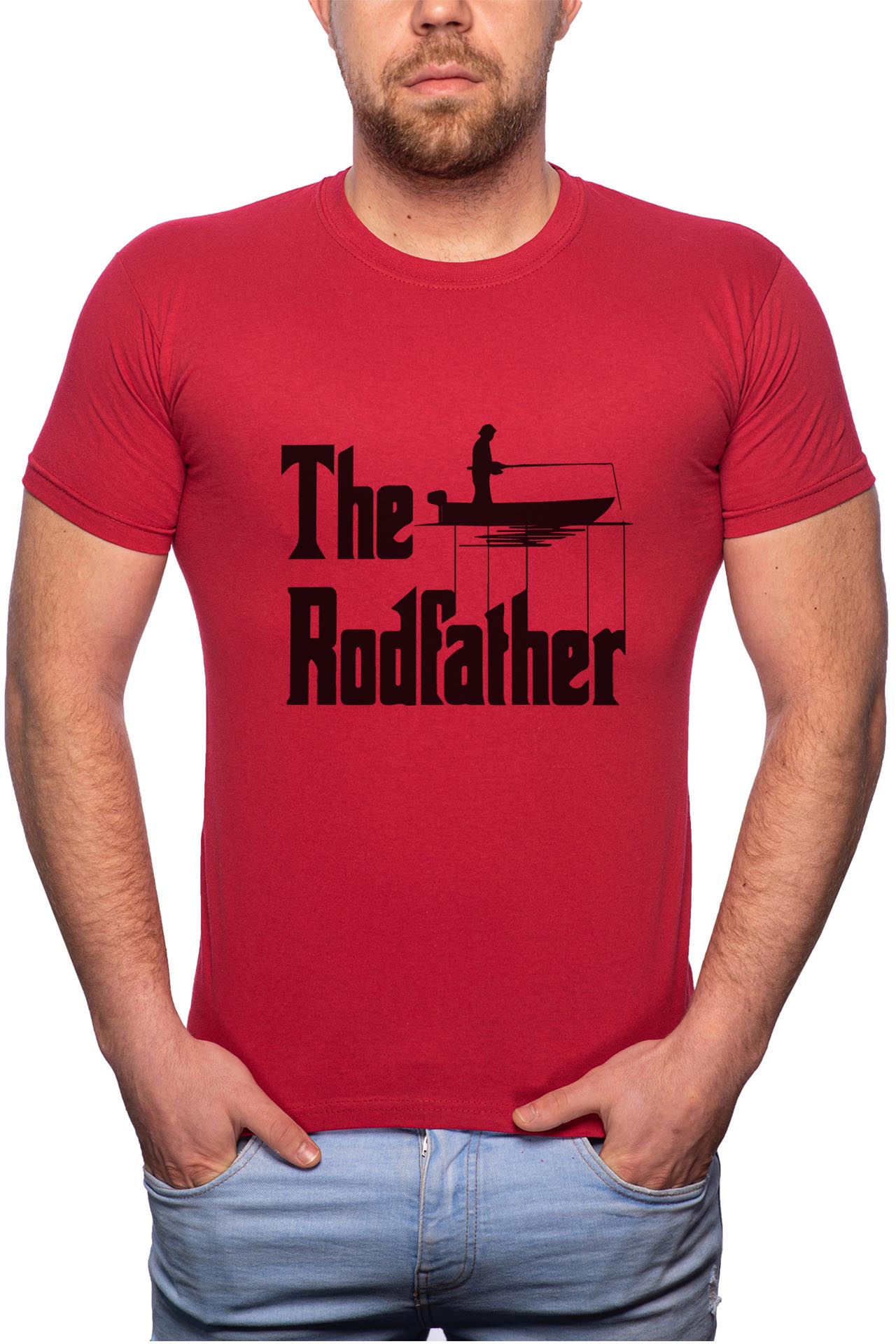 Tricou barbati, The Rodfather, 100% Bumbac, R44, Rosu Bordeaux