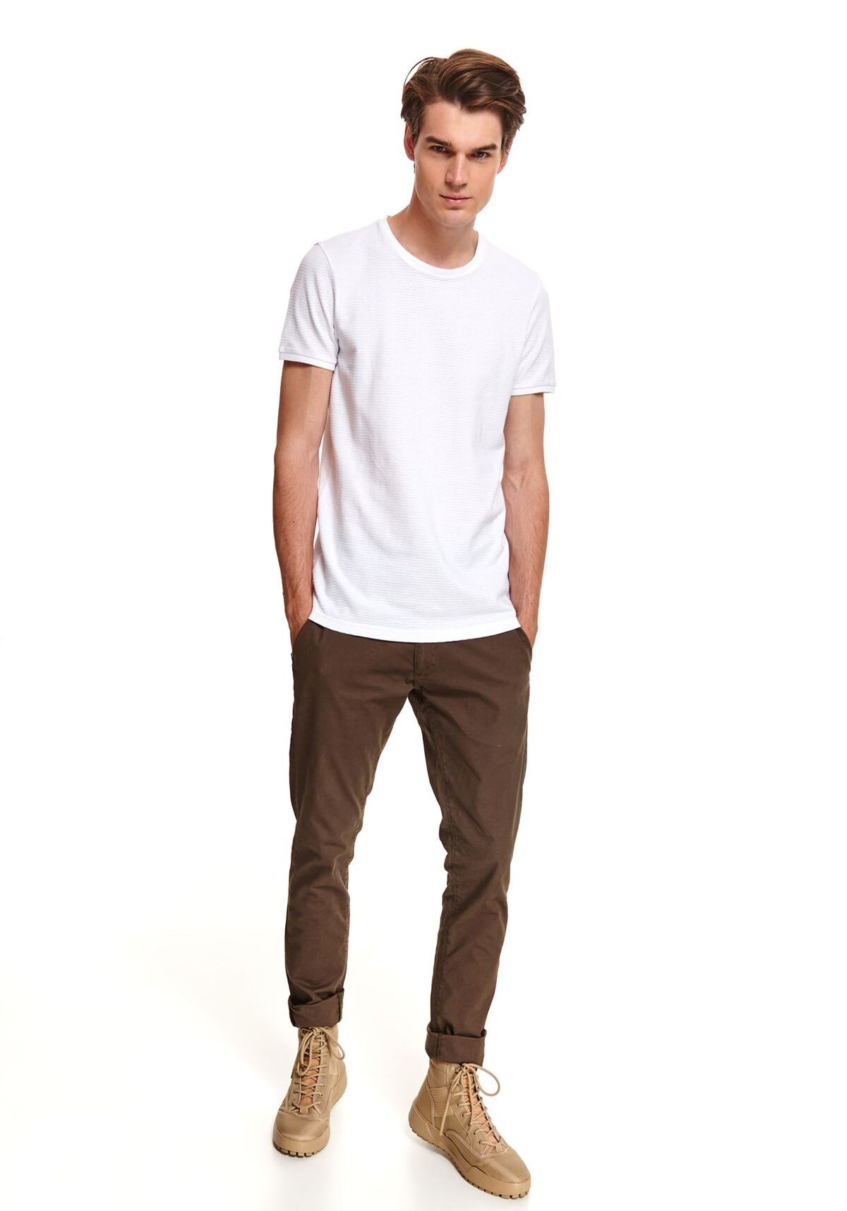Tricou barbati, TOP SECRET, SPO4743, Alb