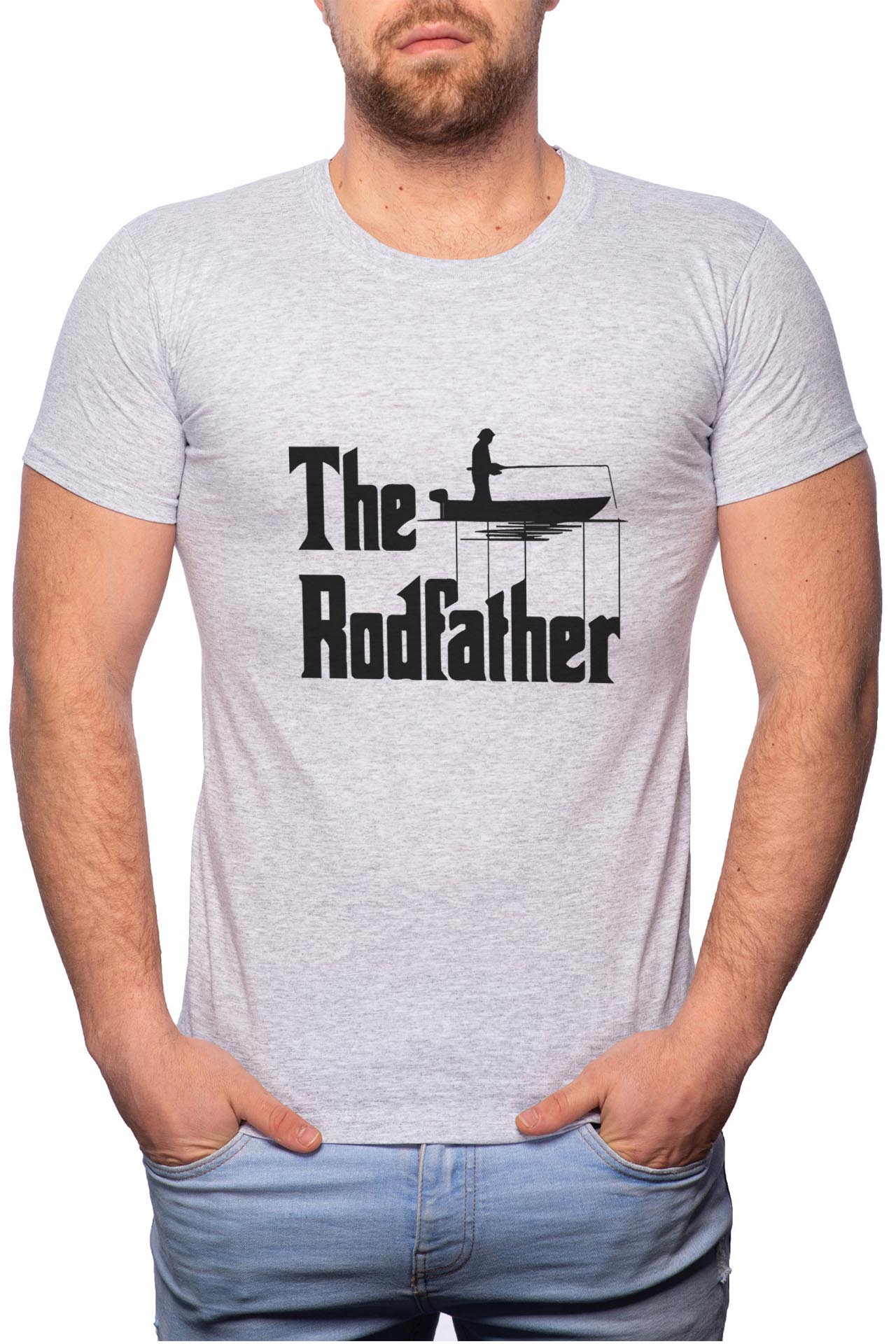 Tricou barbati, The Rodfather, 100% Bumbac, GR44, Gri