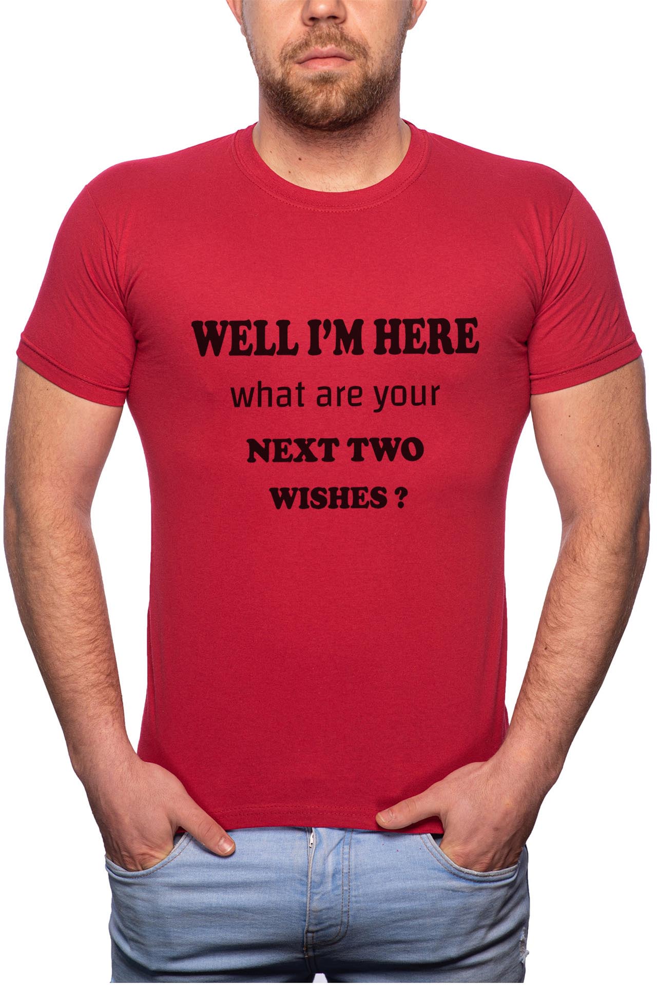 Tricou barbati, I'm Here, 100% Bumbac, R50, Rosu Bordeaux