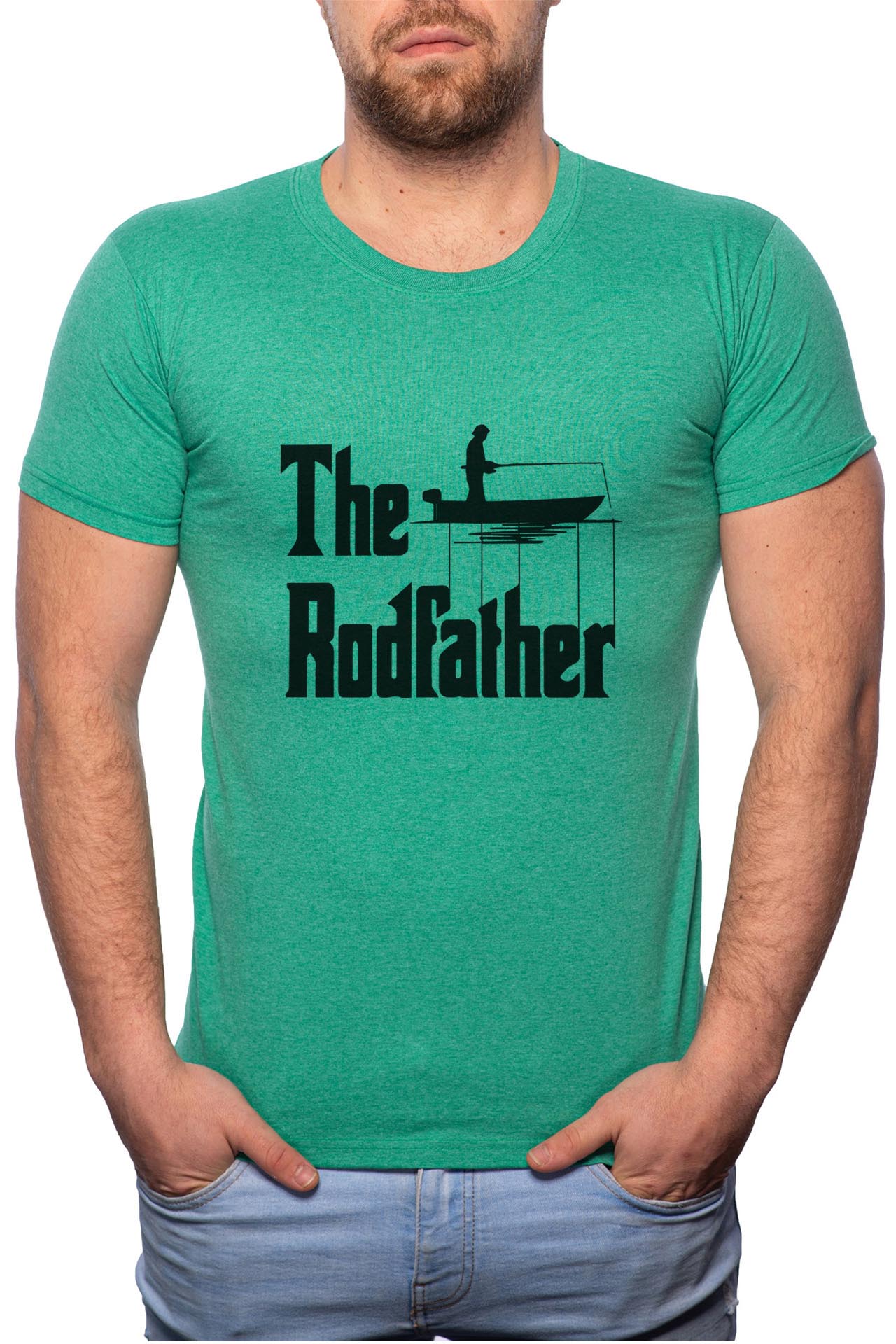Tricou barbati, The Rodfather, 100% Bumbac, G44, Verde