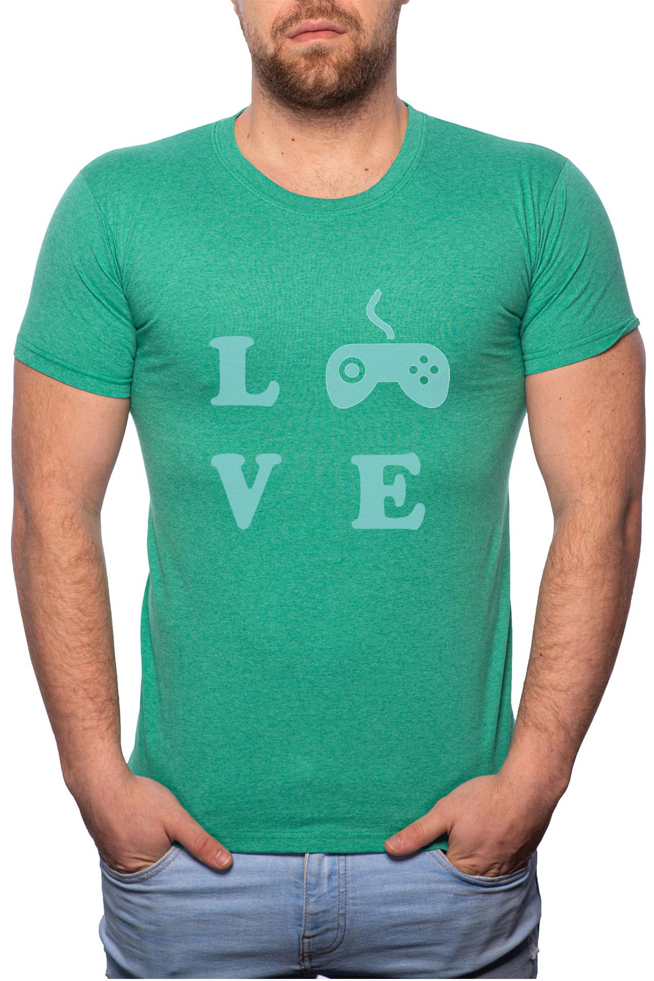 Tricou barbati, Love Game, 100% Bumbac, G49, Verde