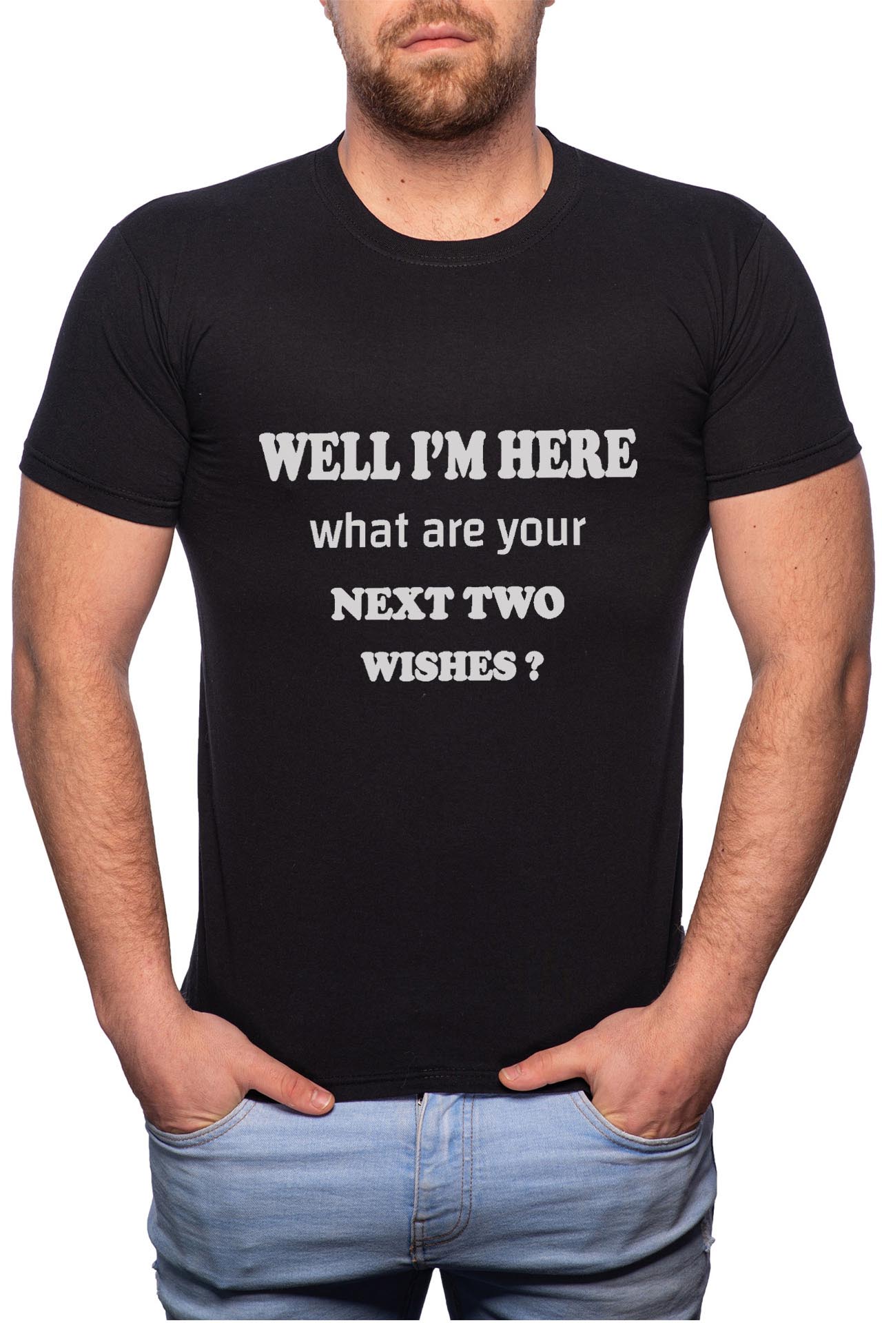 Tricou barbati, I'm Here, 100% Bumbac, B50, Negru