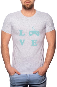 Tricou barbati, Love Game, 100% Bumbac, GR49, Gri Tricou barbati, Love Game, 100% Bumbac, GR49, Gri
