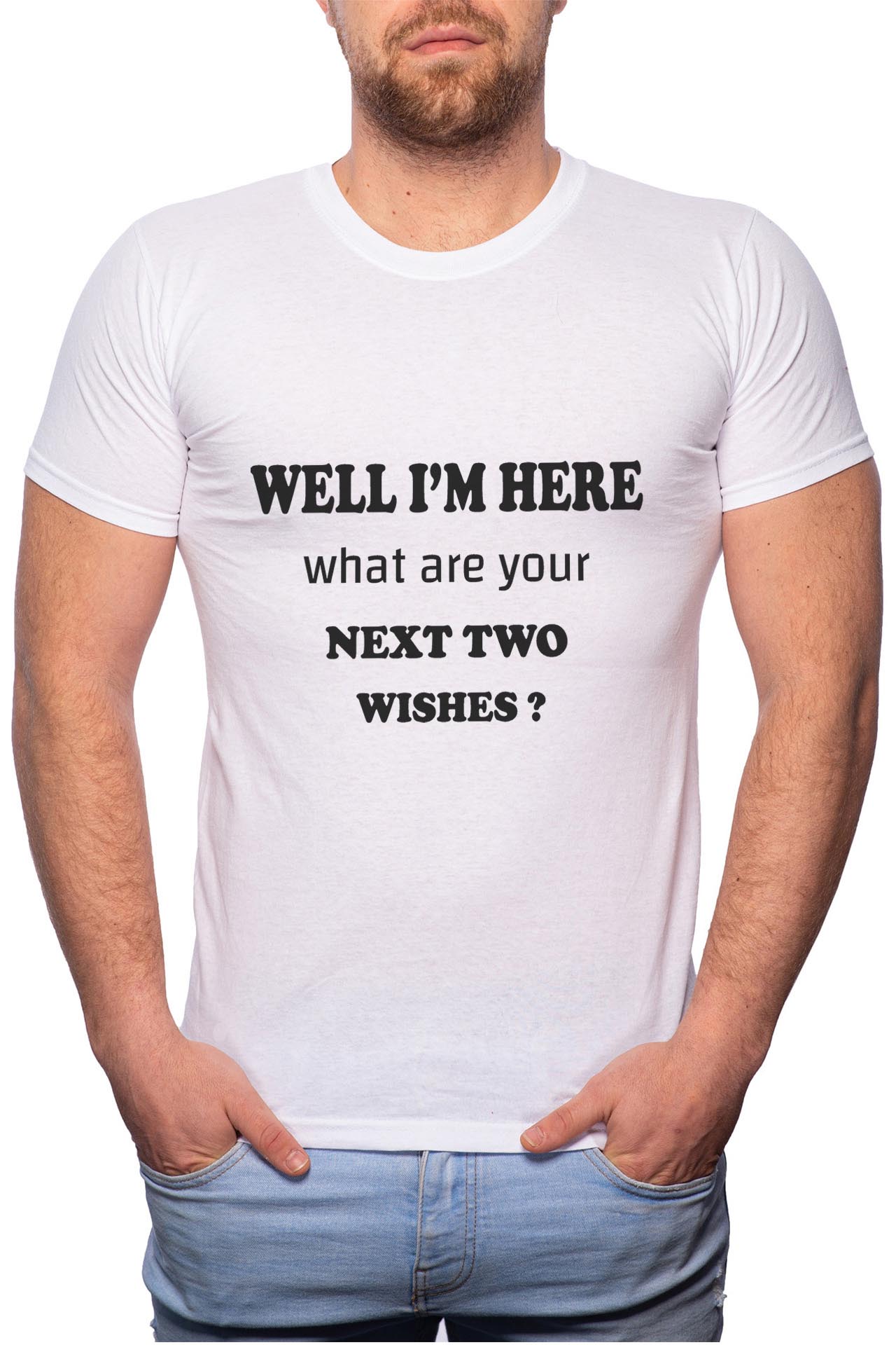 Tricou barbati, I'm Here, 100% Bumbac, W50, Alb