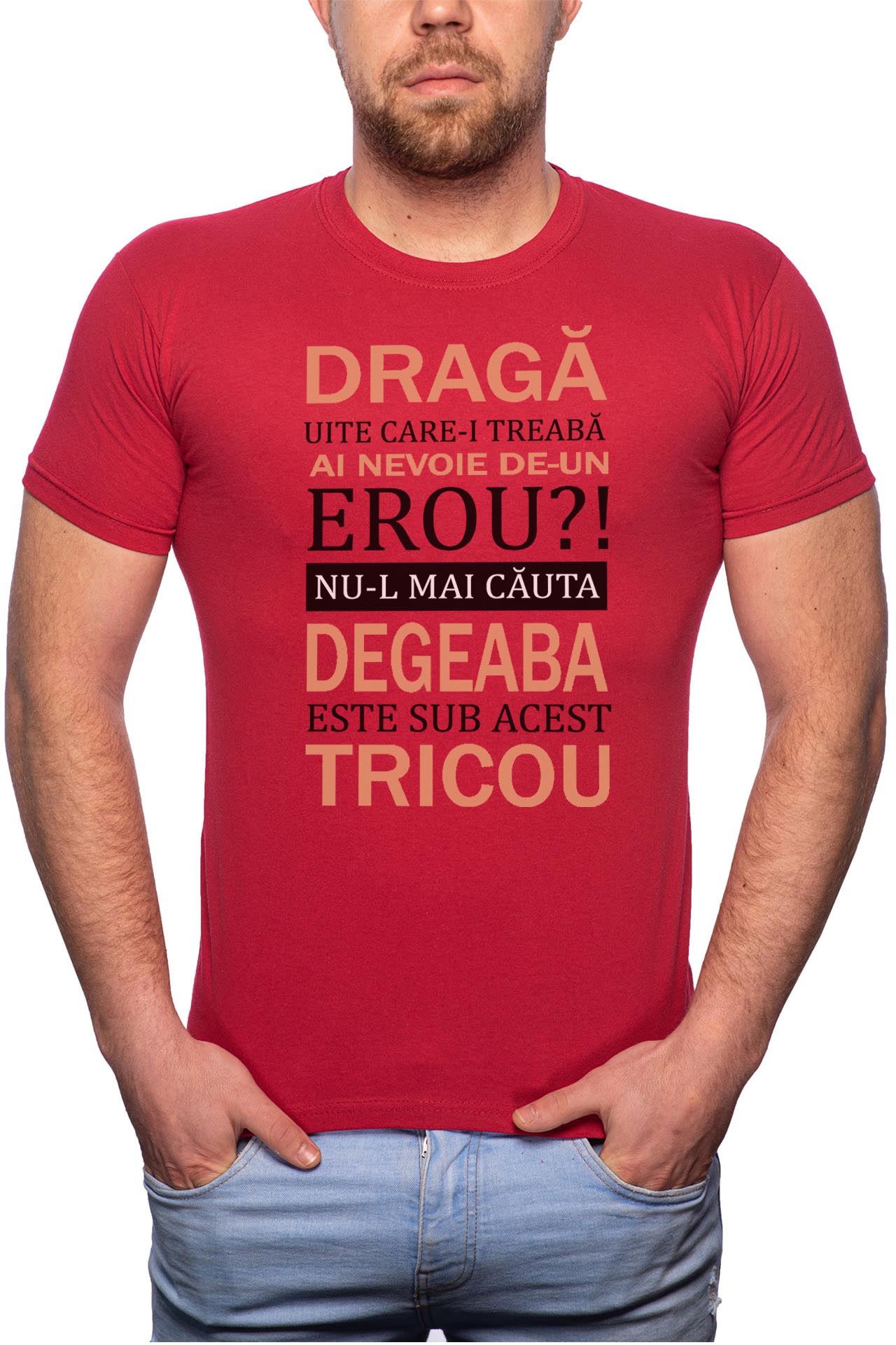 Tricou barbati, Erou, 100% Bumbac, R53, Rosu Bordeaux