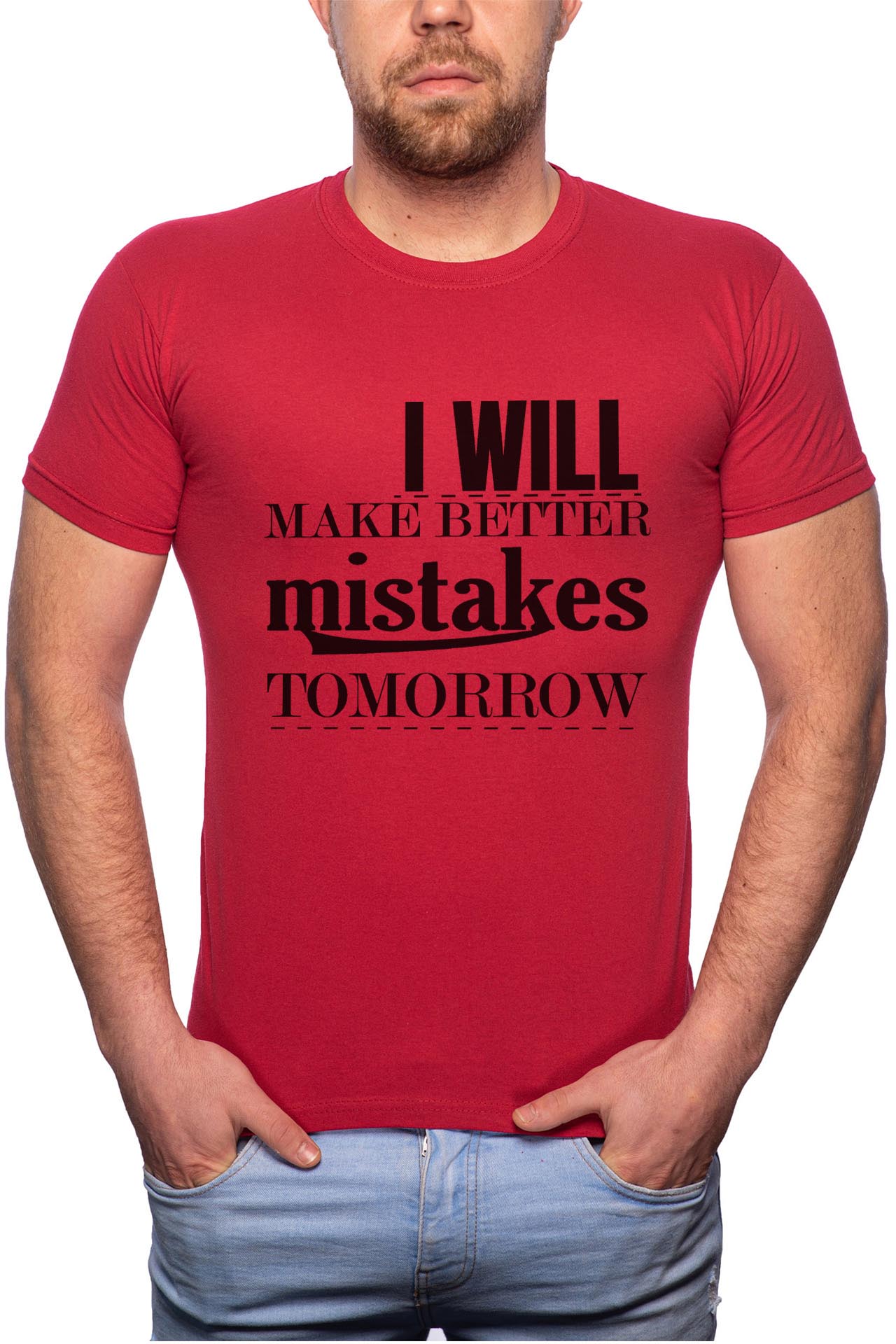 Tricou barbati, I Will Make Better, 100% Bumbac, R52, Rosu Bordeaux