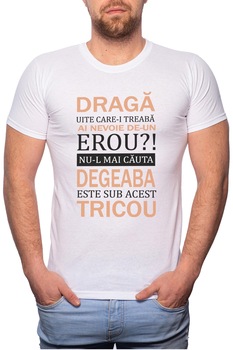 Tricou barbati, Erou, 100% Bumbac, W53, Alb Tricou barbati, Erou, 100% Bumbac, W53, Alb
