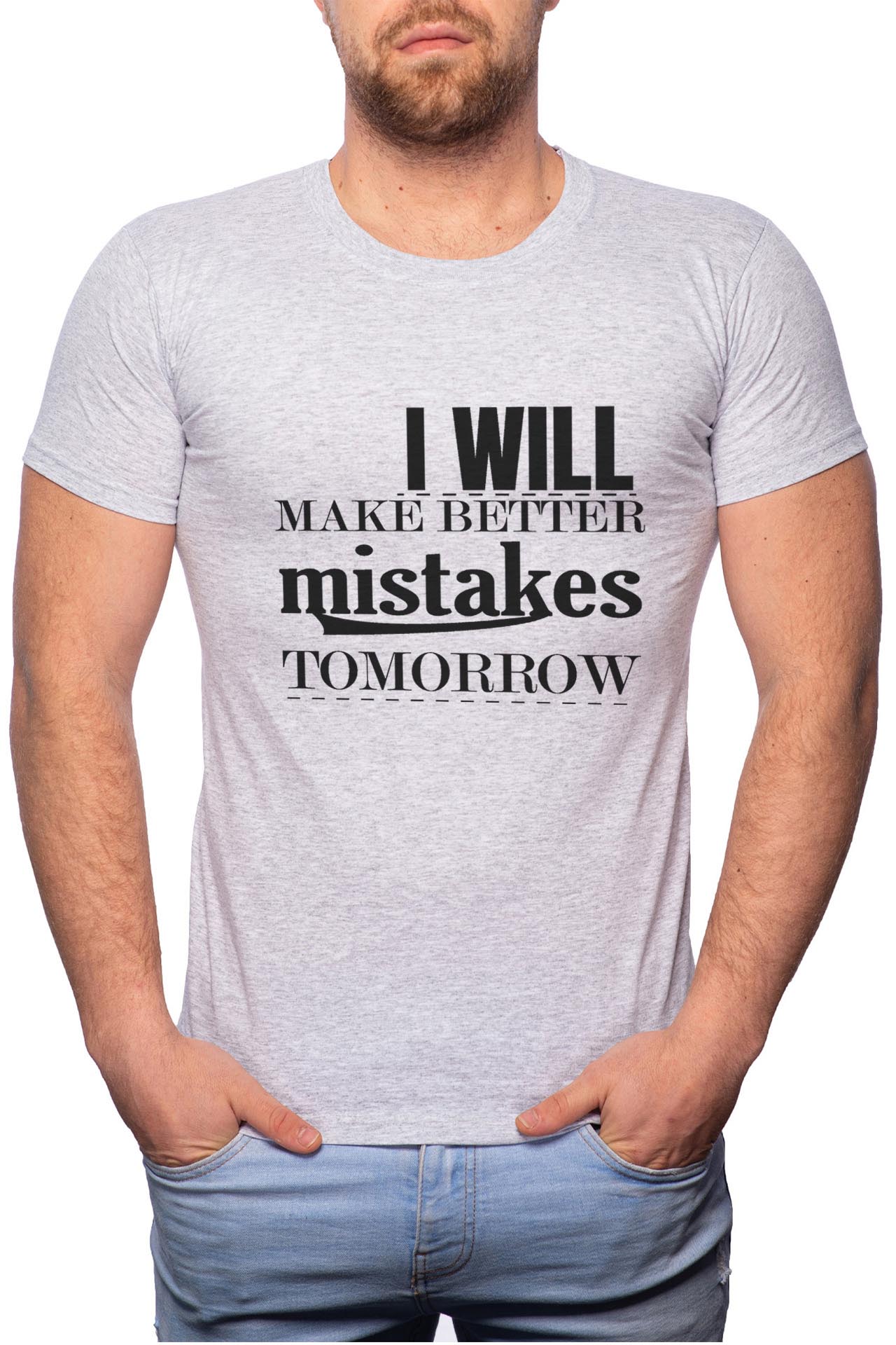 Tricou barbati, I Will Make Better, 100% Bumbac, GR52, Gri