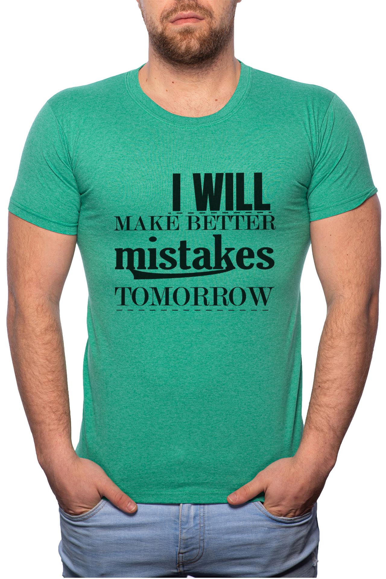 Tricou barbati, I Will Make Better, 100% Bumbac, G52, Verde