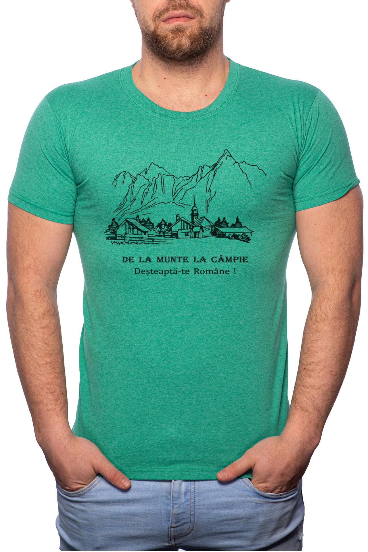 Tricou barbati, De La Munte, 100% Bumbac, G57, Verde