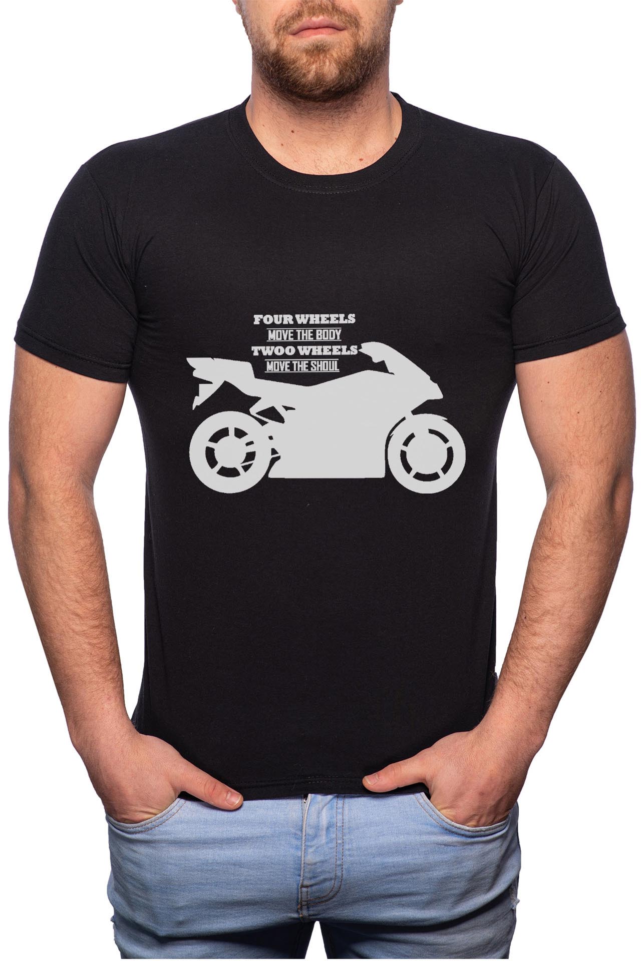 Tricou barbati, Moto, 100% Bumbac, B58, Negru