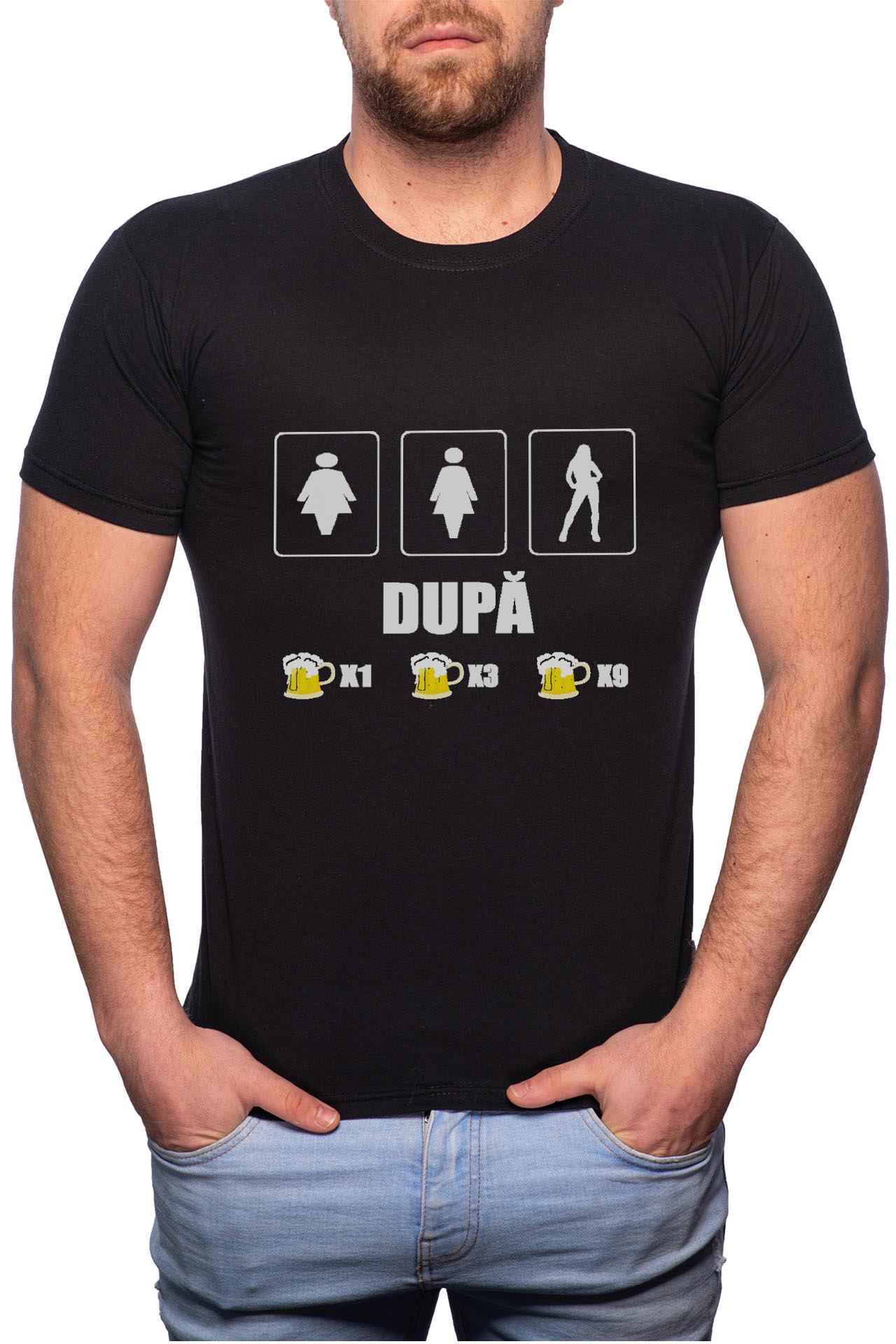 Tricou barbati, Drinking Effect, 100% Bumbac, B59, Negru