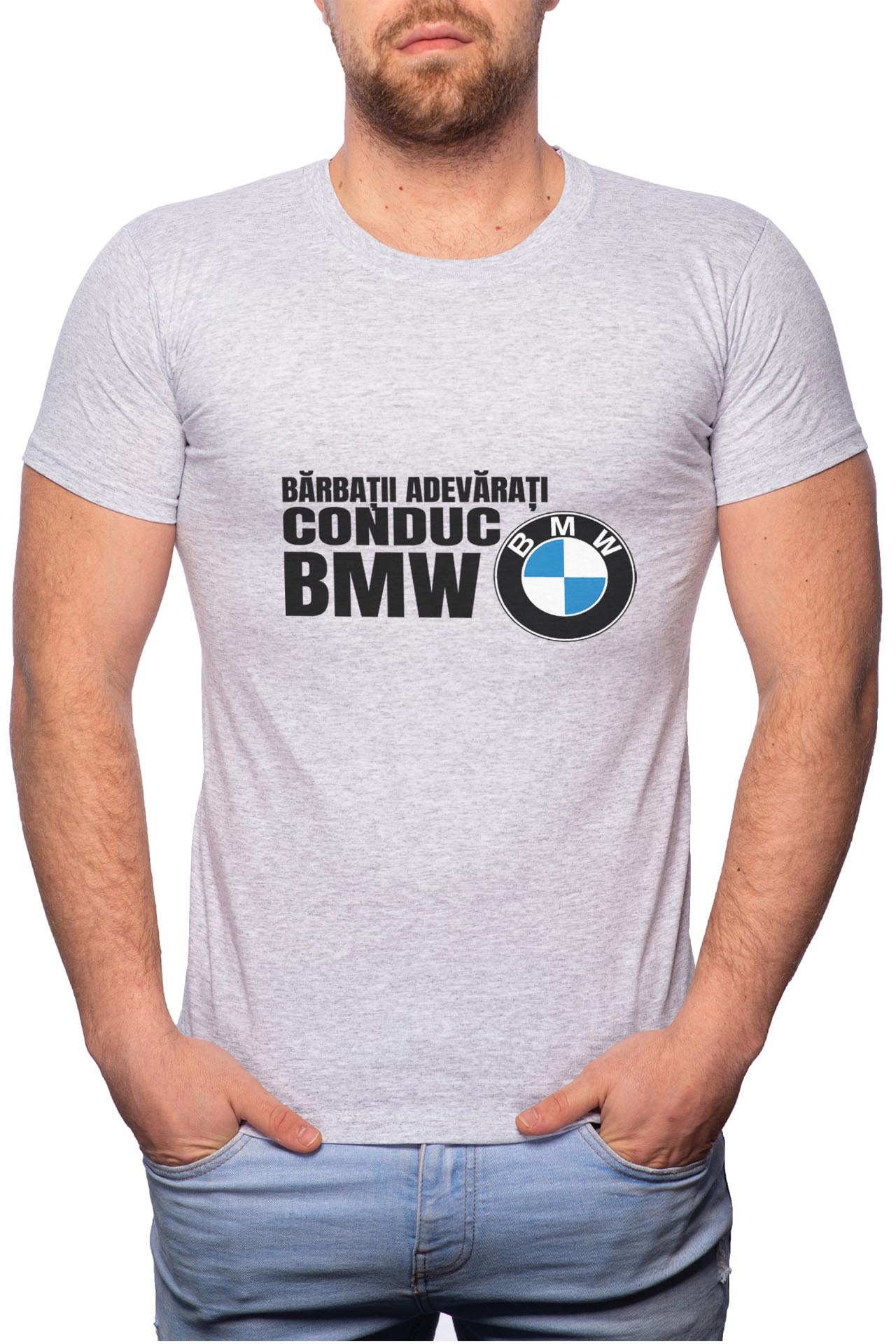 Tricou barbati, Conduc BMW, 100% Bumbac, GR63, Gri
