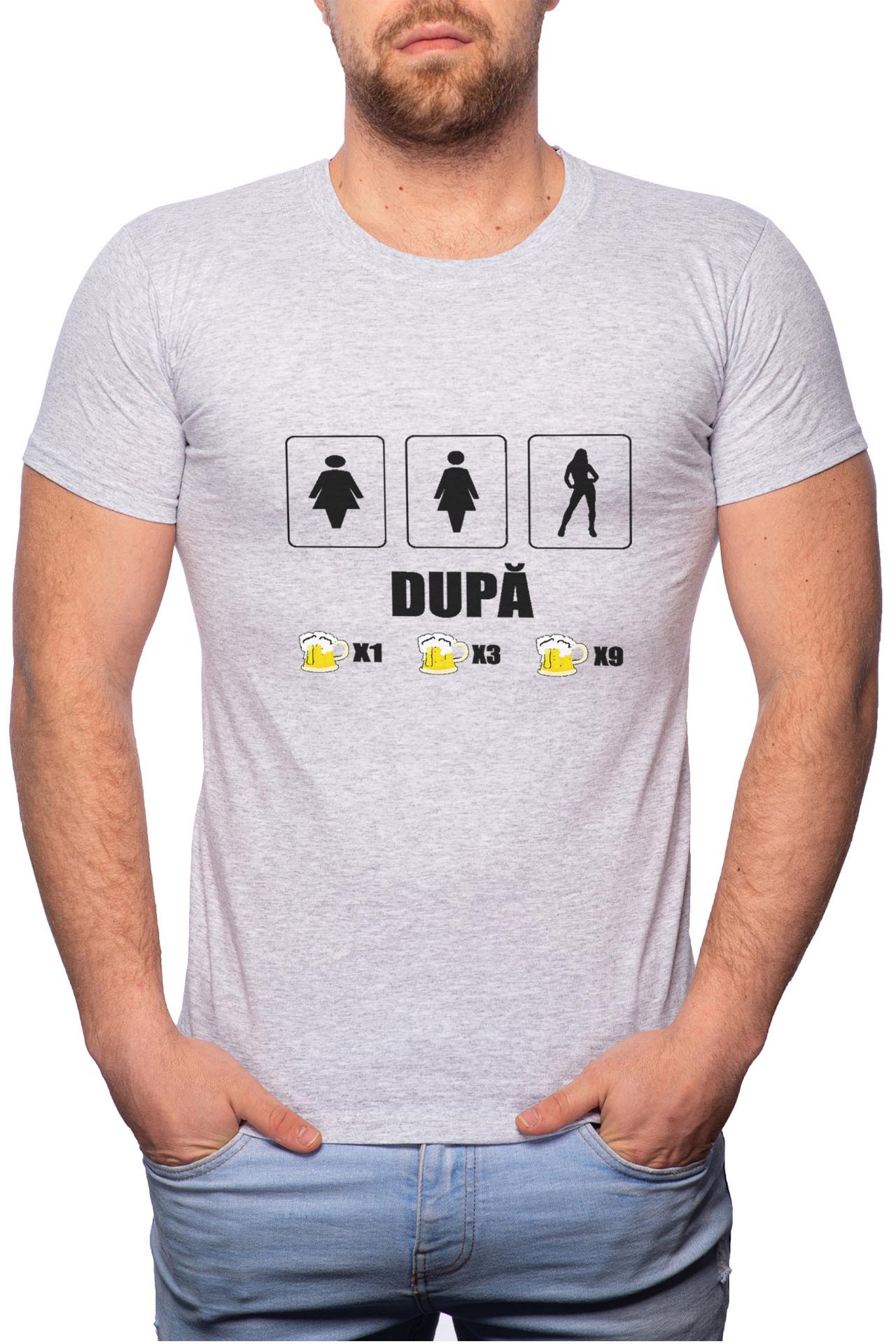 Tricou barbati, Drinking Effect, 100% Bumbac, GR59, Gri