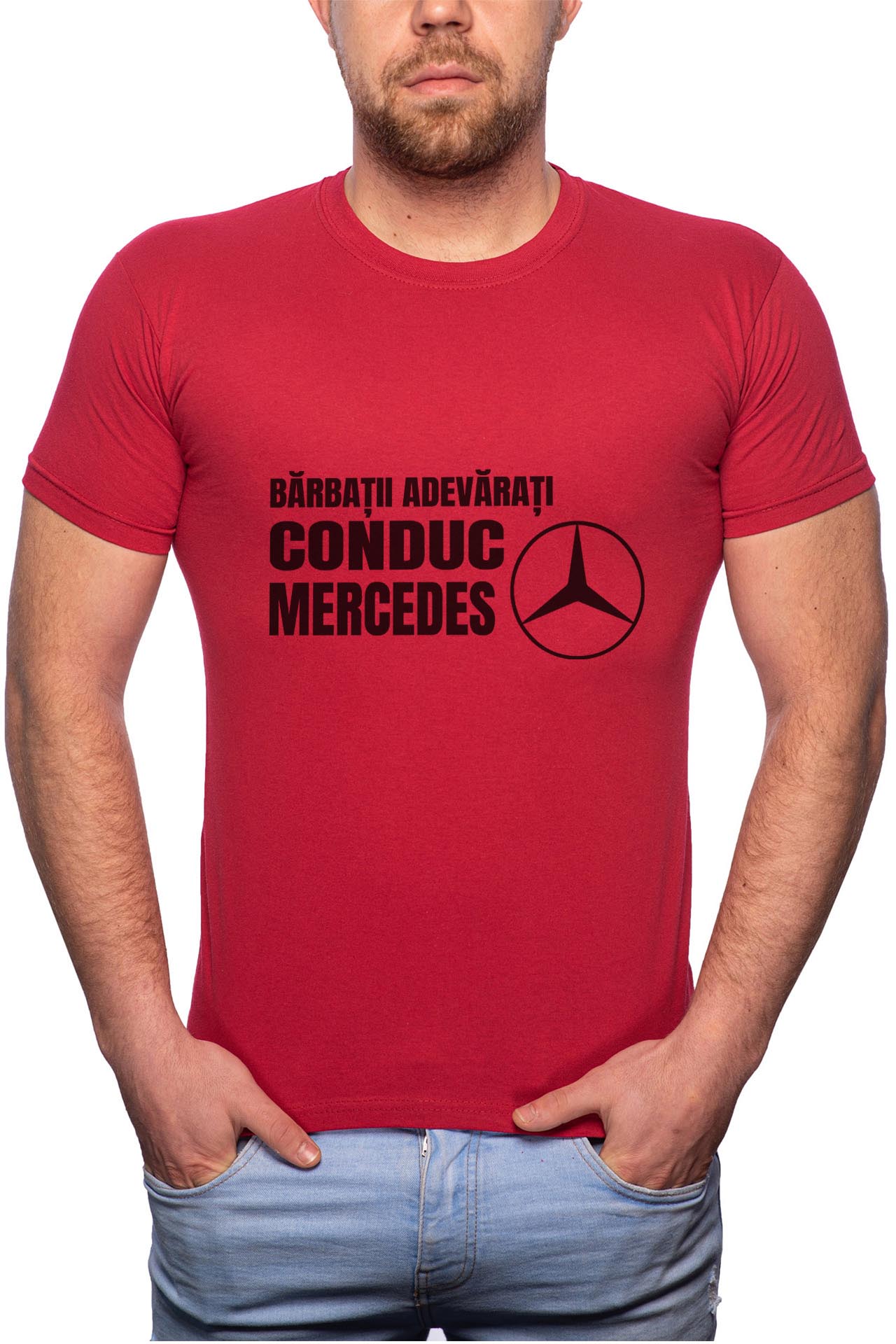 Tricou barbati, Conduc Mercedes, 100% Bumbac, R65, Rosu Bordeaux