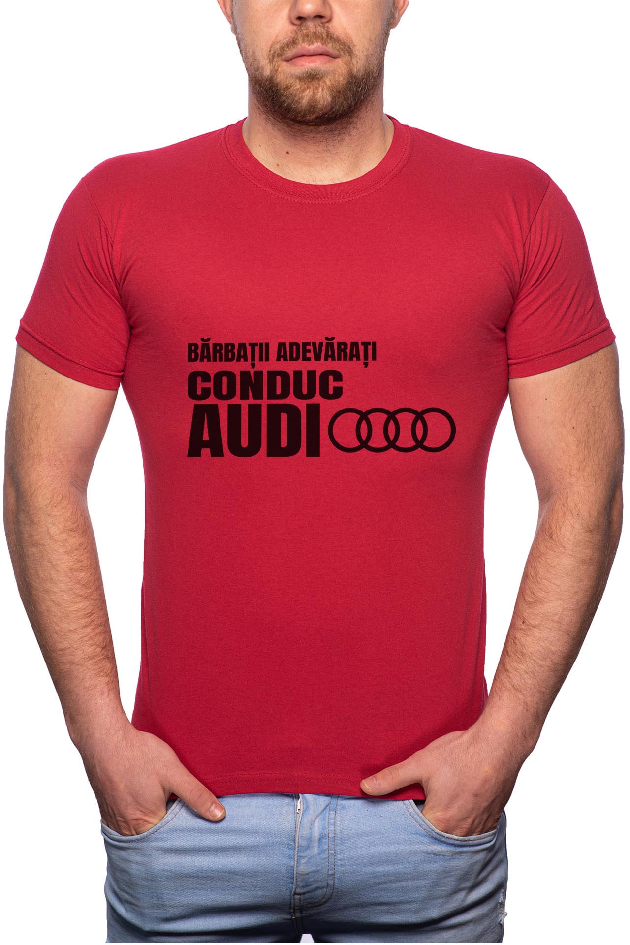 Tricou barbati, Conduc Audi, 100% Bumbac, R64, Rosu Bordeaux