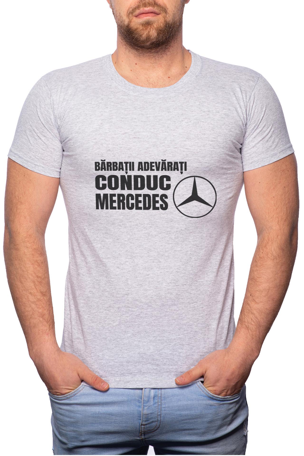 Tricou barbati, Conduc Mercedes, 100% Bumbac, GR65, Gri
