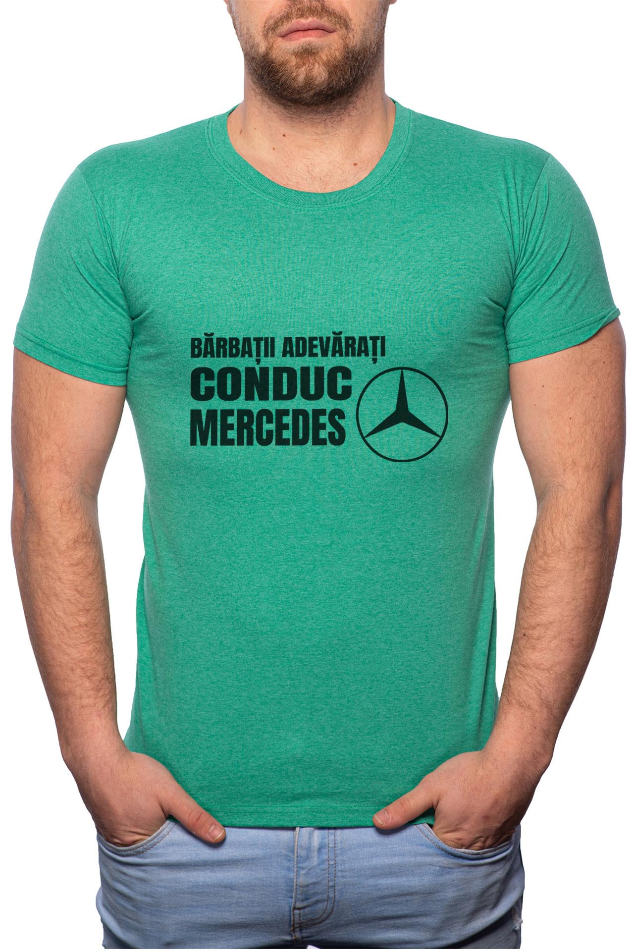 Tricou barbati, Conduc Mercedes, 100% Bumbac, G65, Verde