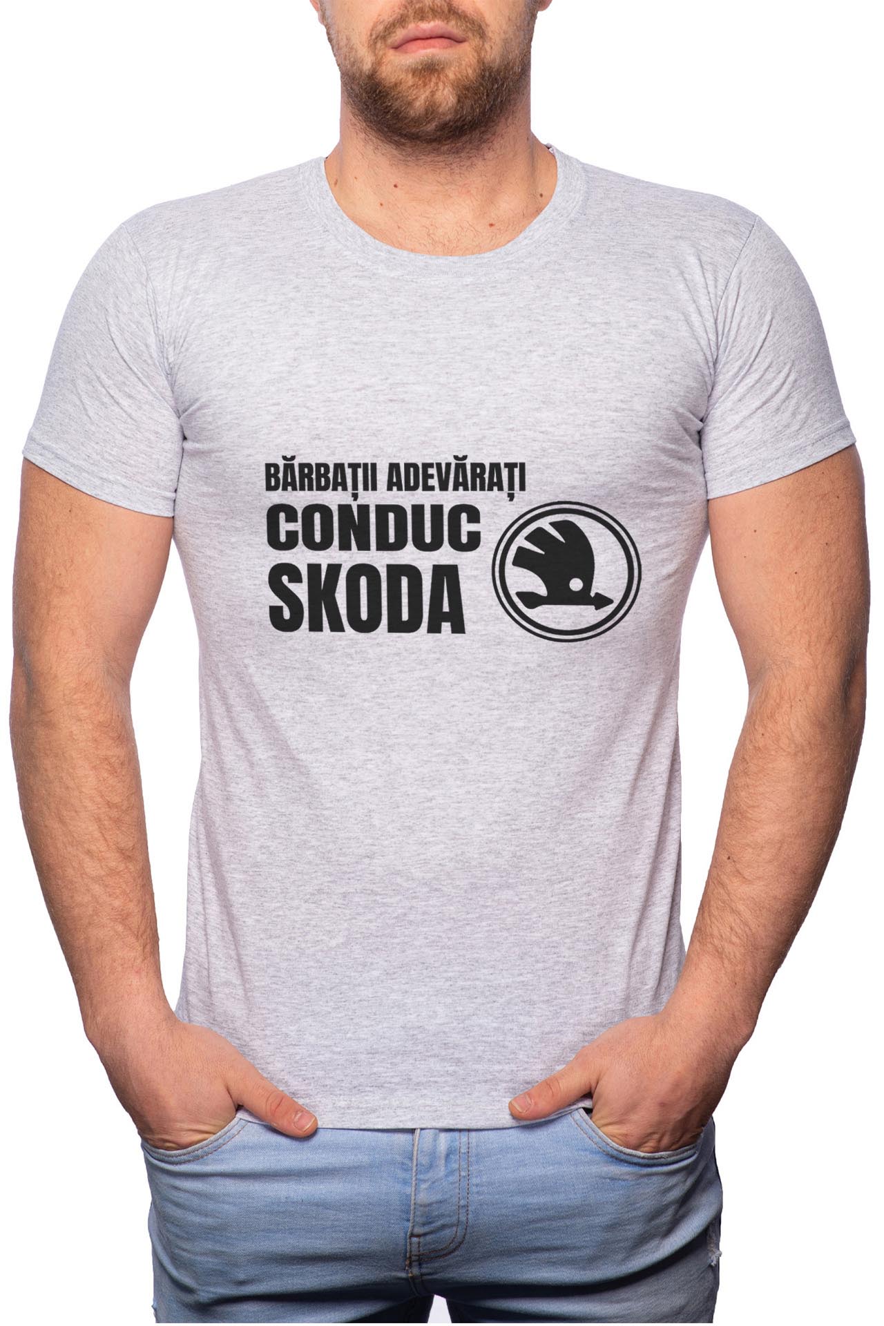 Tricou barbati, Conduc Skoda, 100% Bumbac, GR69, Gri